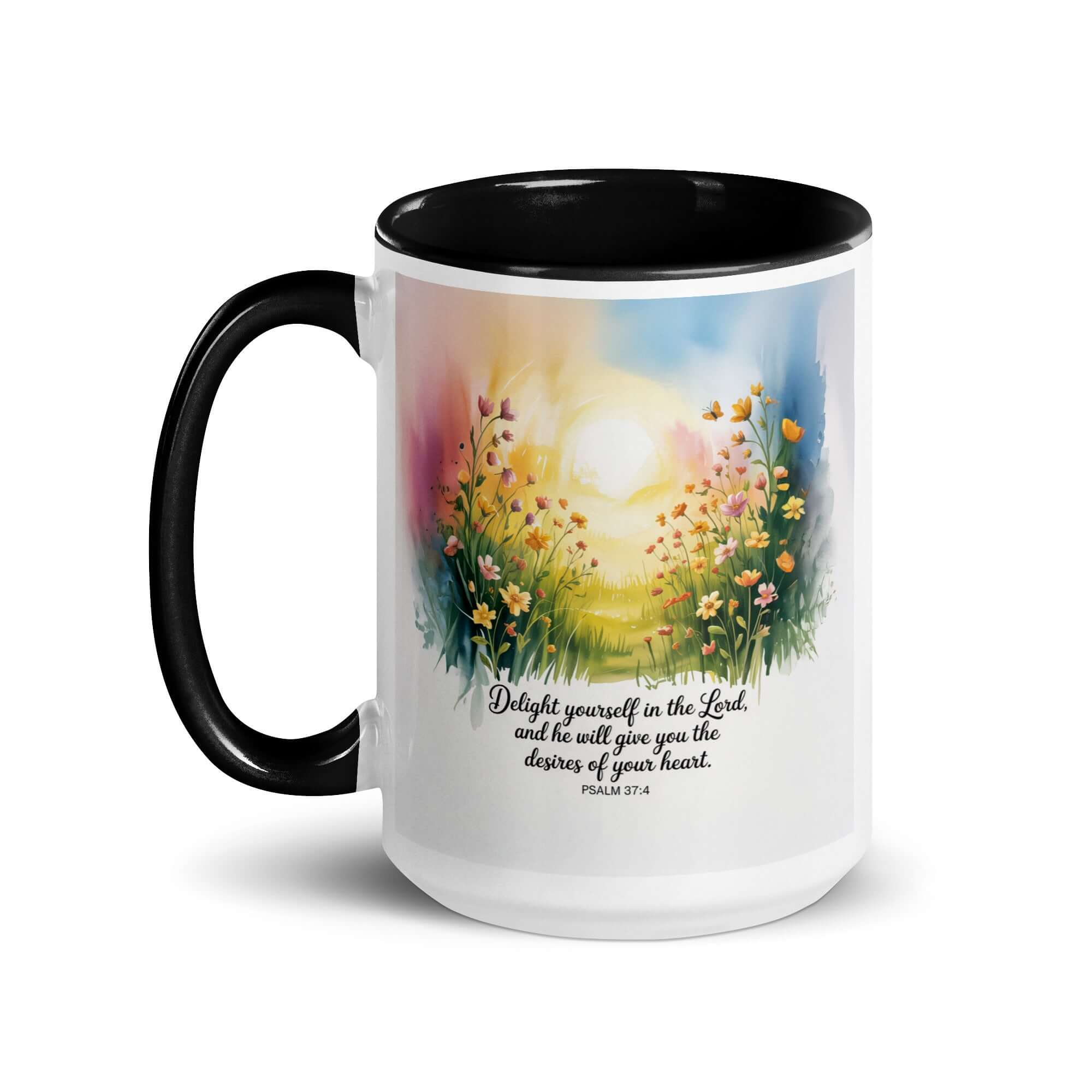 Psalm 37:4 Bible Verse, will give White Ceramic Mug with Color Inside
