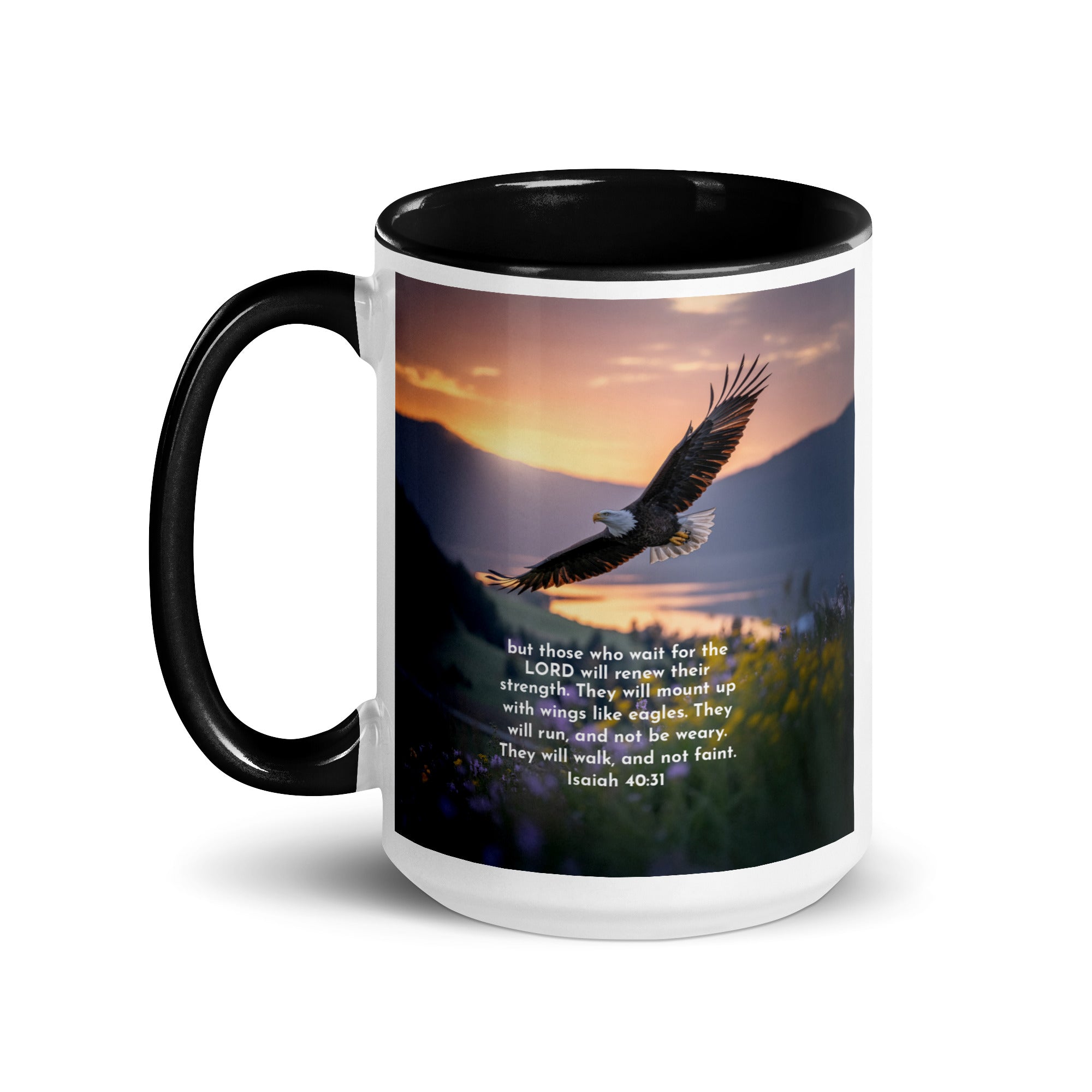 Isaiah 40:31 Bible Verse Renew Strength White Ceramic Mug with Color Inside