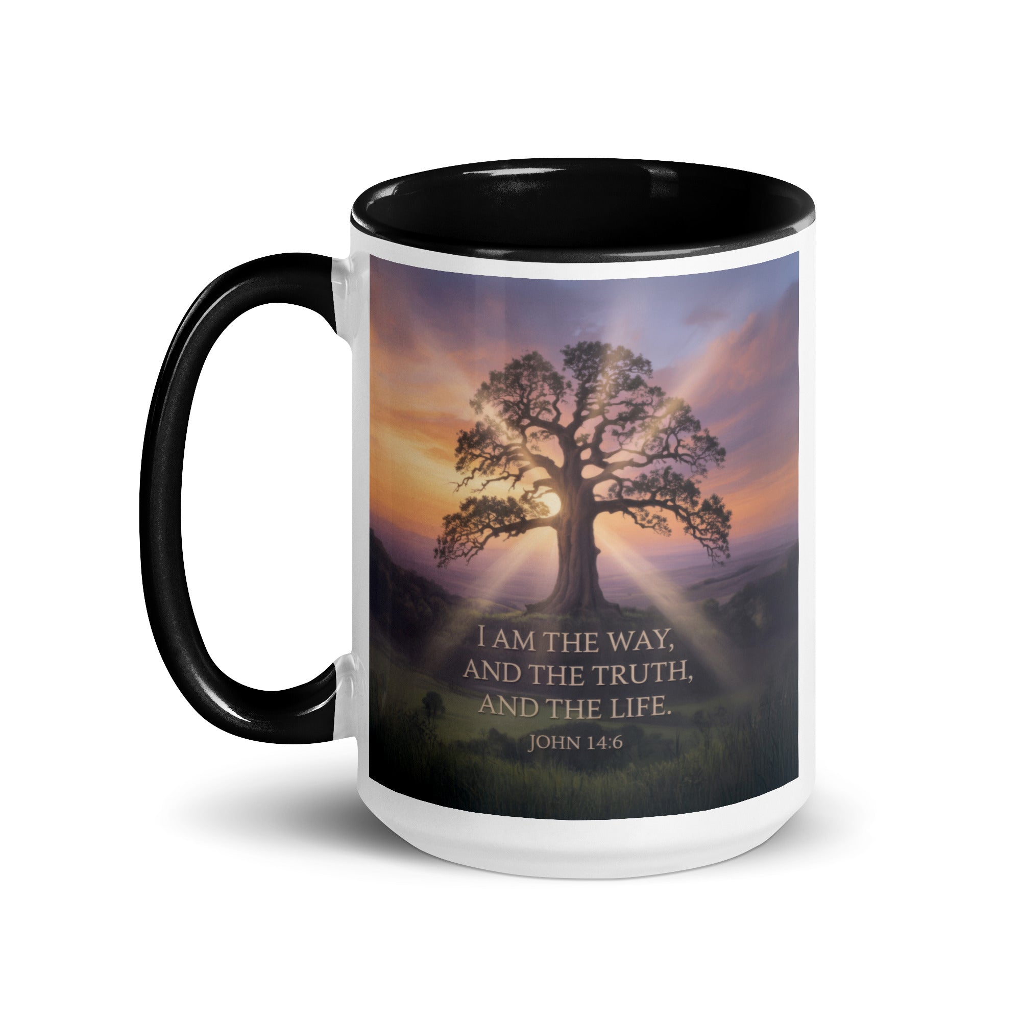 John 14:6 Bible Verse Jesus said White Ceramic Mug with Color Inside