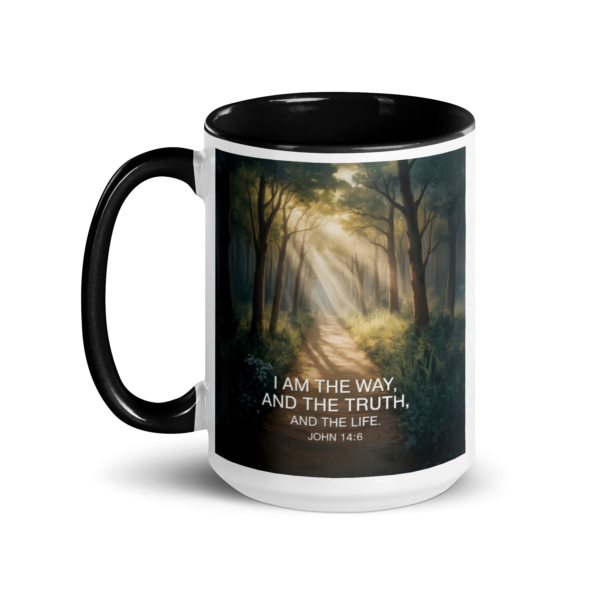 John 14:6 Bible Verse I Am White Ceramic Mug with Color Inside