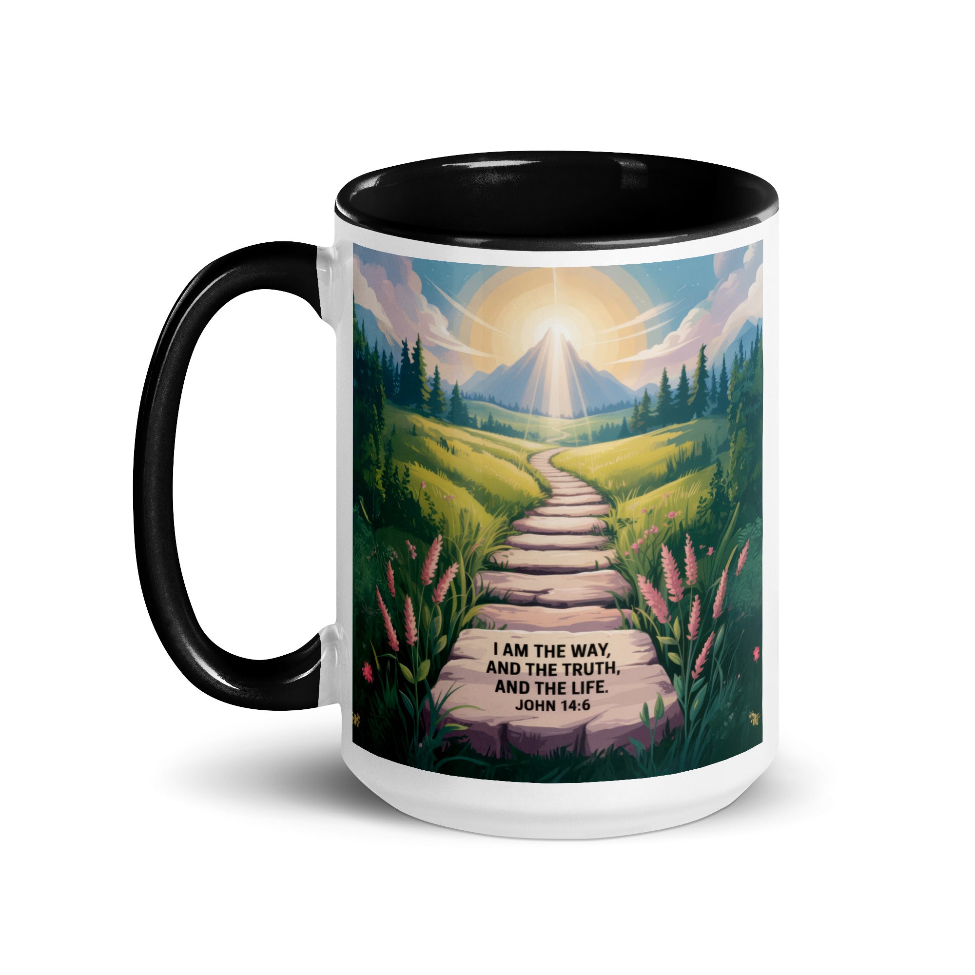 John 14:6 Bible Verse The Truth White Ceramic Mug with Color Inside