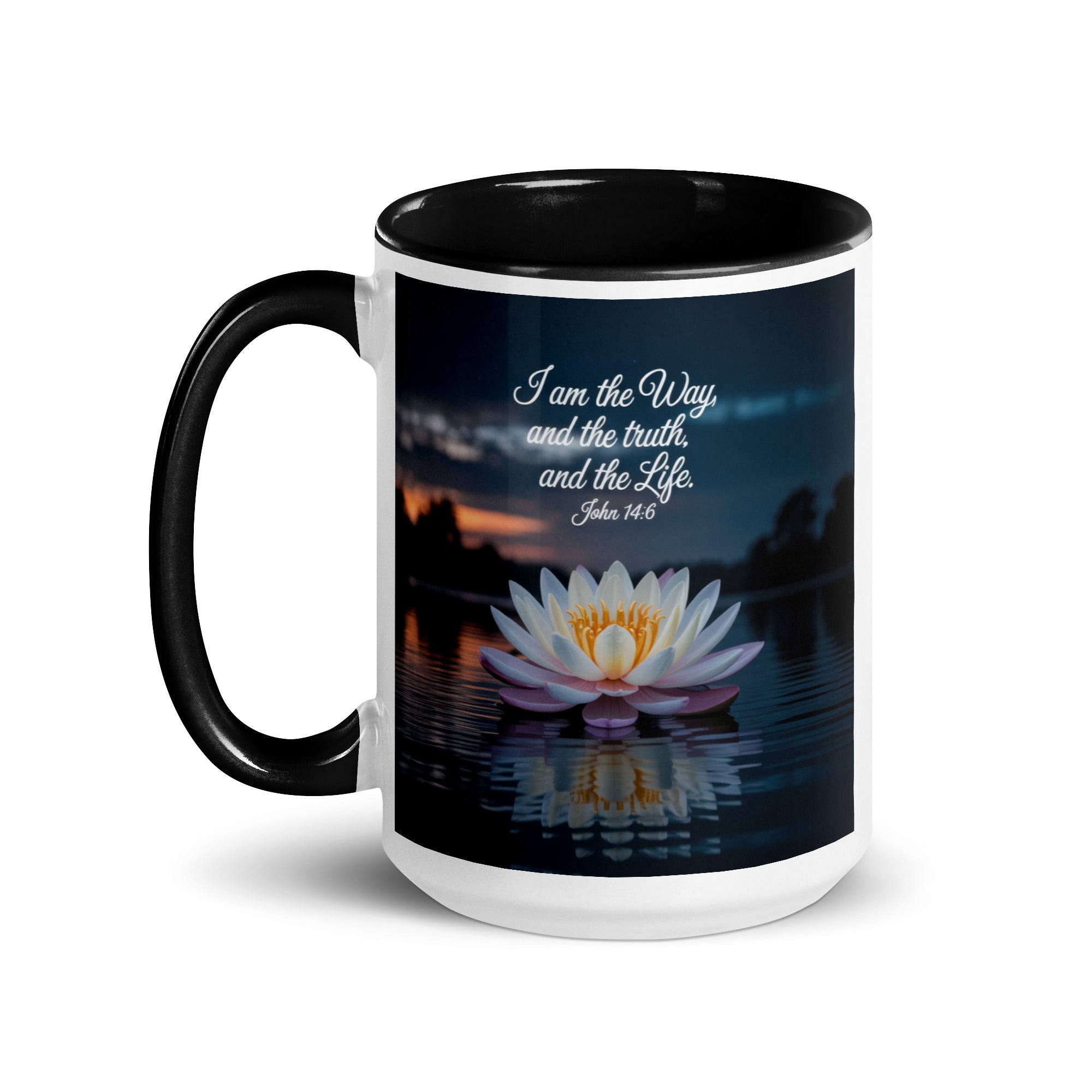 John 14:6 Bible Verse The Father White Ceramic Mug with Color Inside