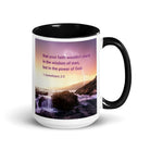1 Corinthians 2:5 Bible Verse, power of God White Ceramic Mug with Color Inside Black 15 oz