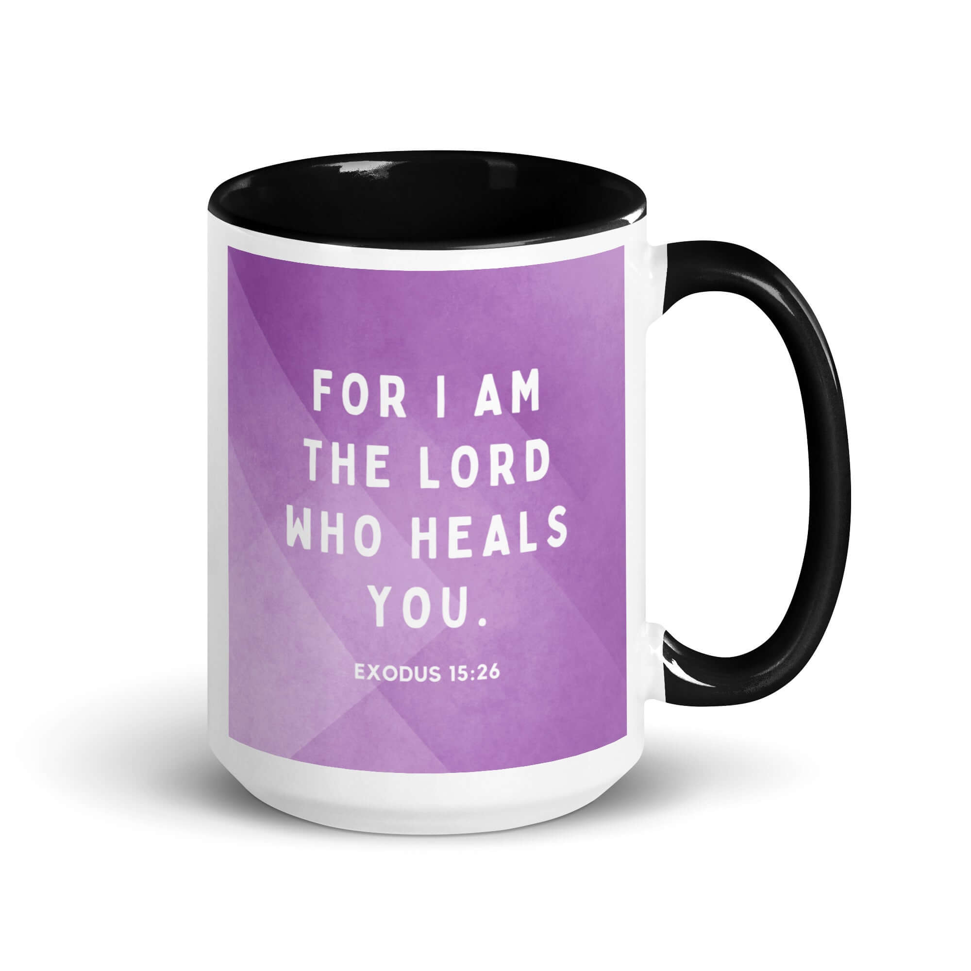 Exodus 15:26 Bible Verse, in his eyes White Ceramic Mug with Color Inside Black 15 oz