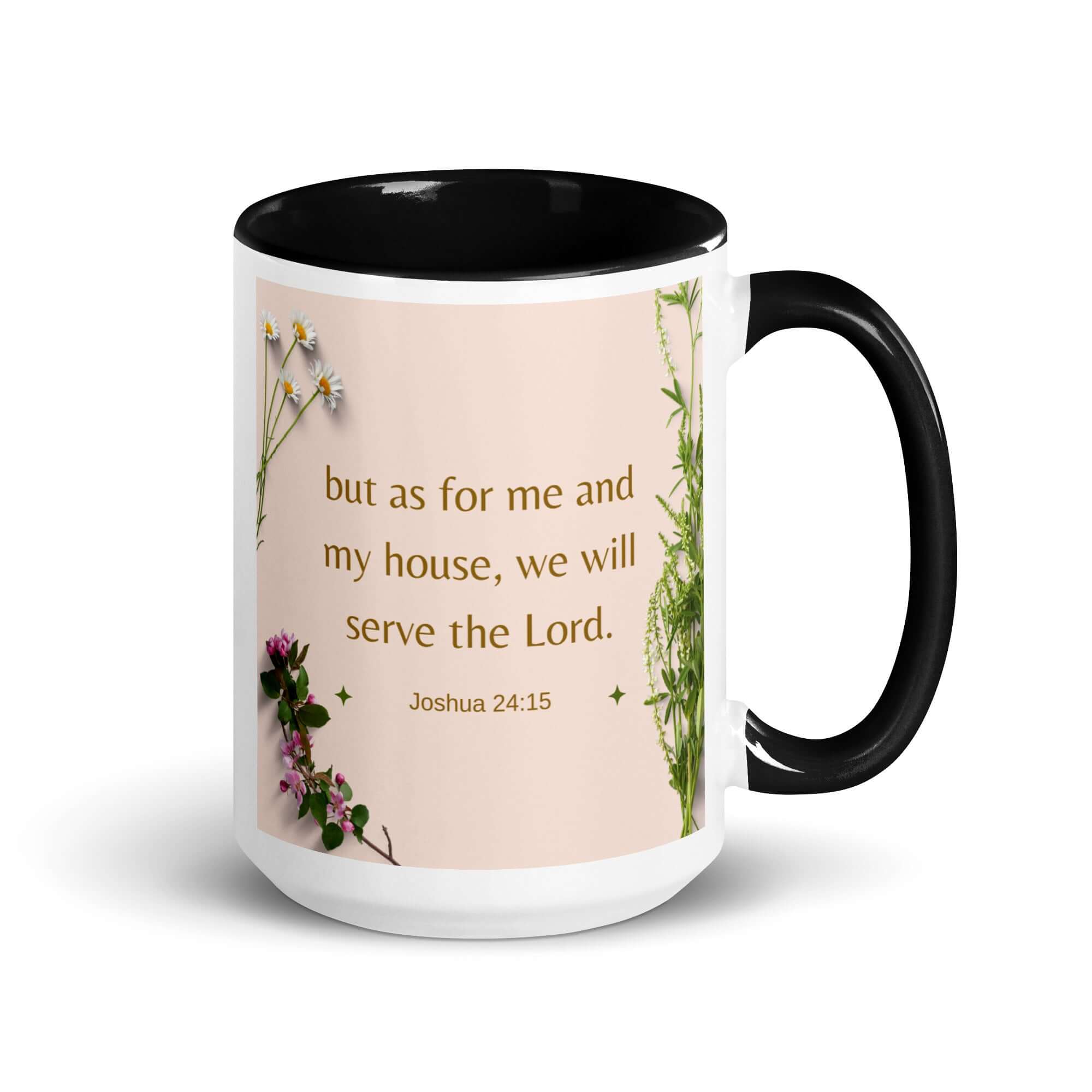 Joshua 24:15 Bible Verse, your fathers White Ceramic Mug with Color Inside Black 15 oz
