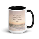 John 14:27 Bible Verse, not as the White Ceramic Mug with Color Inside Black 15 oz
