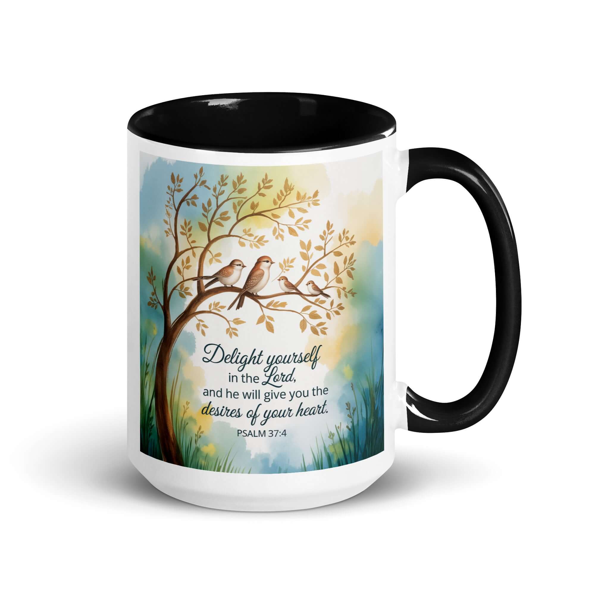 Psalm 37:4 Bible Verse, Yourself White Ceramic Mug with Color Inside Black 15 oz