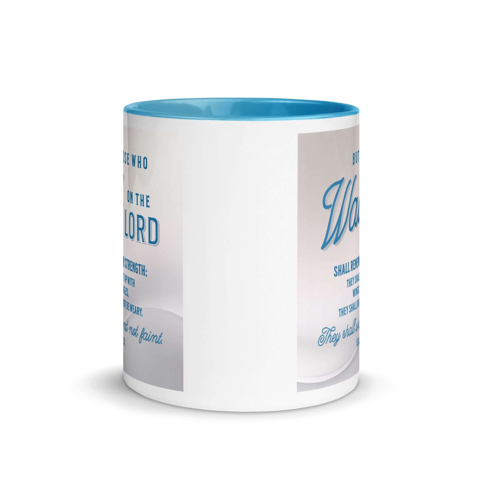 Isaiah 40:31 Bible Verse, Wings like Eagles White Ceramic Mug with Color Inside