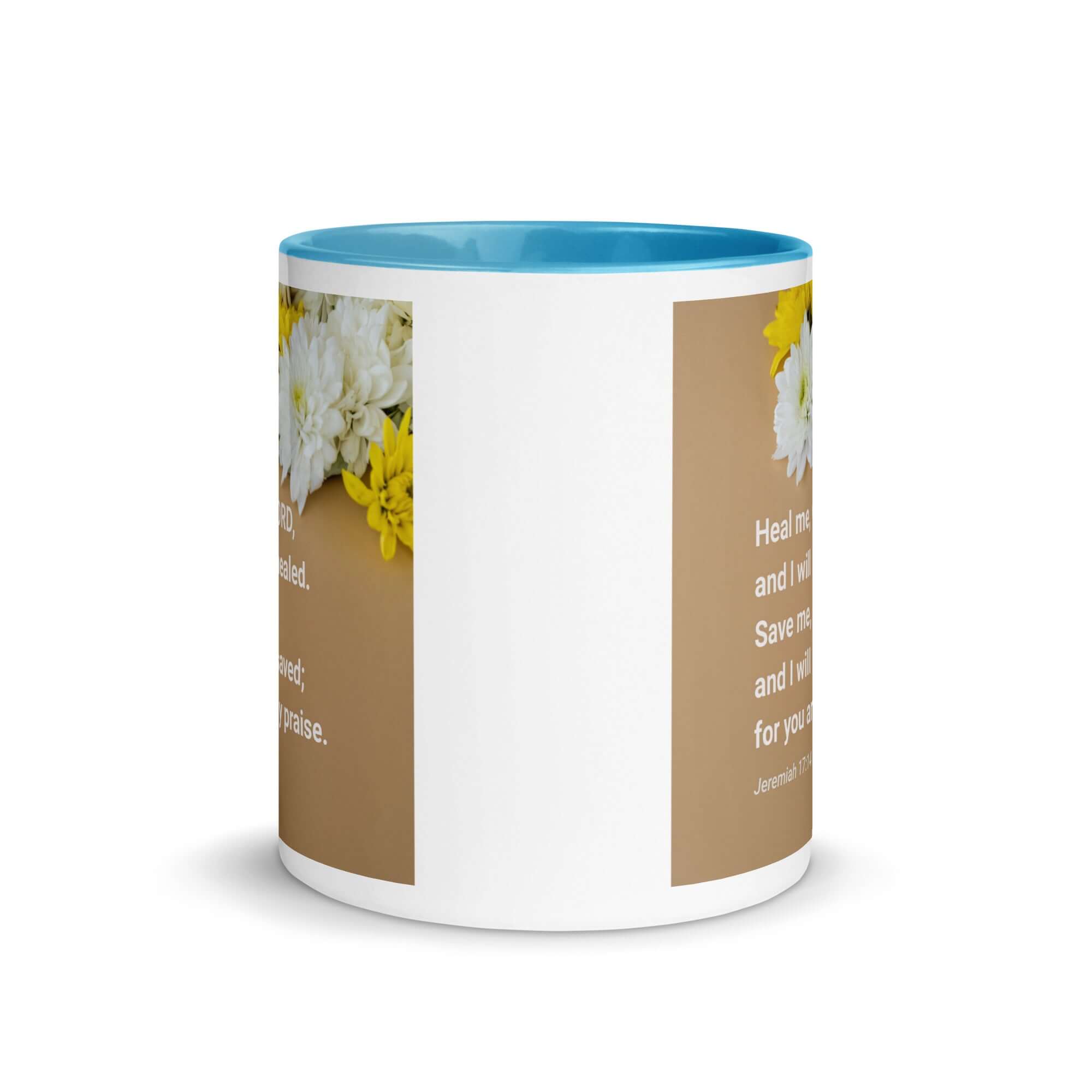 Jeremiah 17:14 Bible Verse, Heal me, O LORD White Ceramic Mug with Color Inside