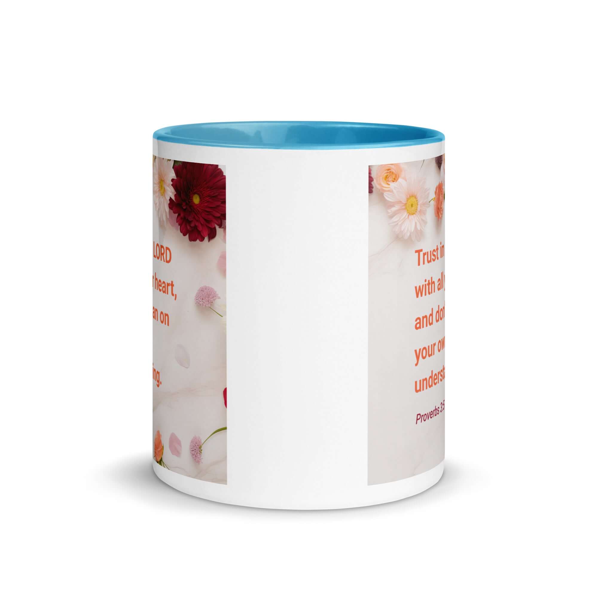 Proverbs 3:5 Bible Verse, Trust in the LORD White Ceramic Mug with Color Inside