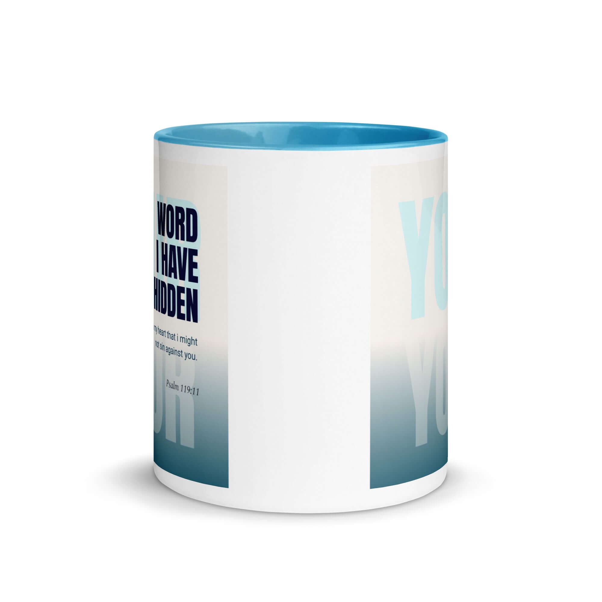 Psalm 119:11 Bible Verse, hidden your word White Ceramic Mug with Color Inside
