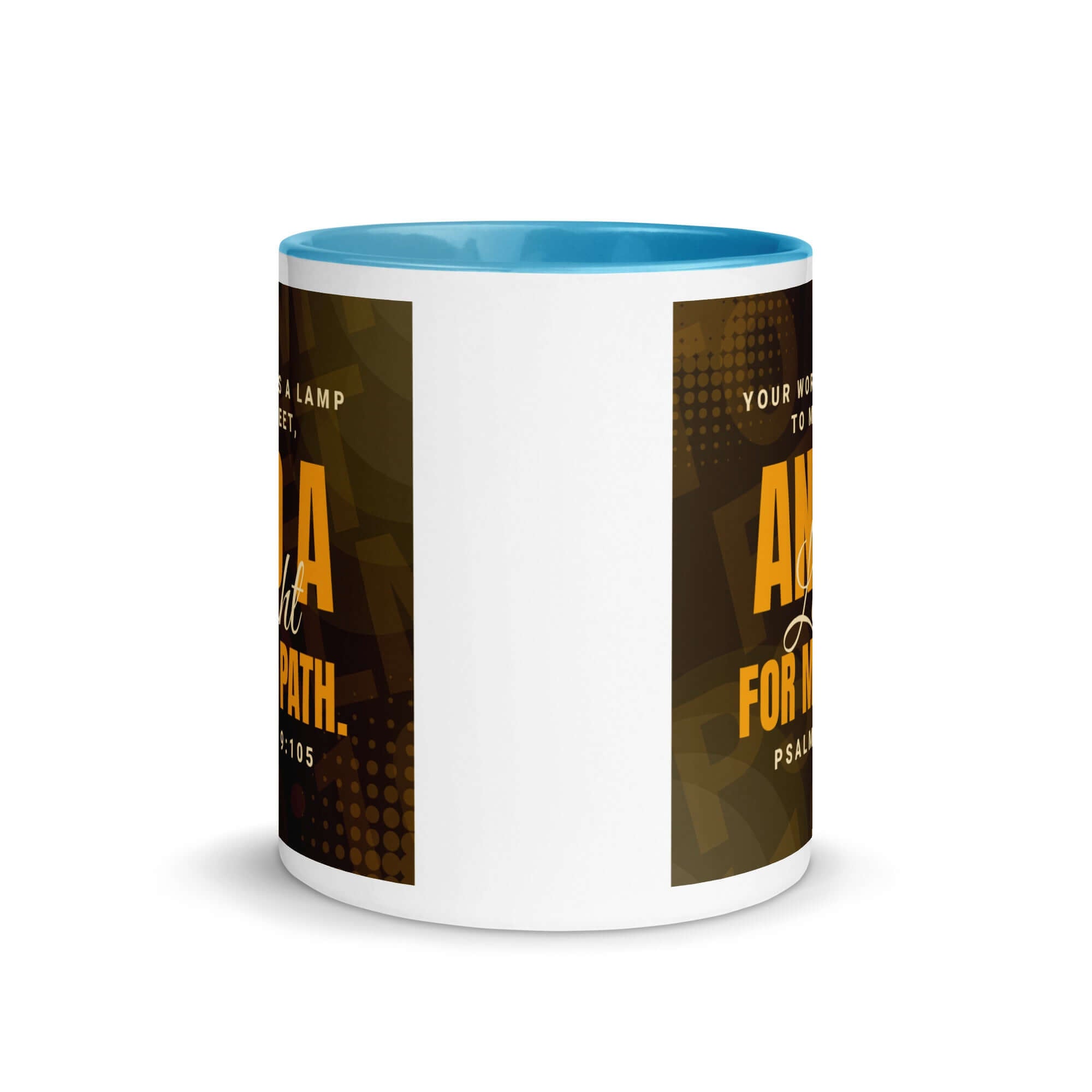 Psalm 119:105 Bible Verse, lamp to my feet White Ceramic Mug with Color Inside
