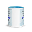 1 Peter 5:7 Bible Verse, casting all your worries on Him White Ceramic Mug with Color Inside