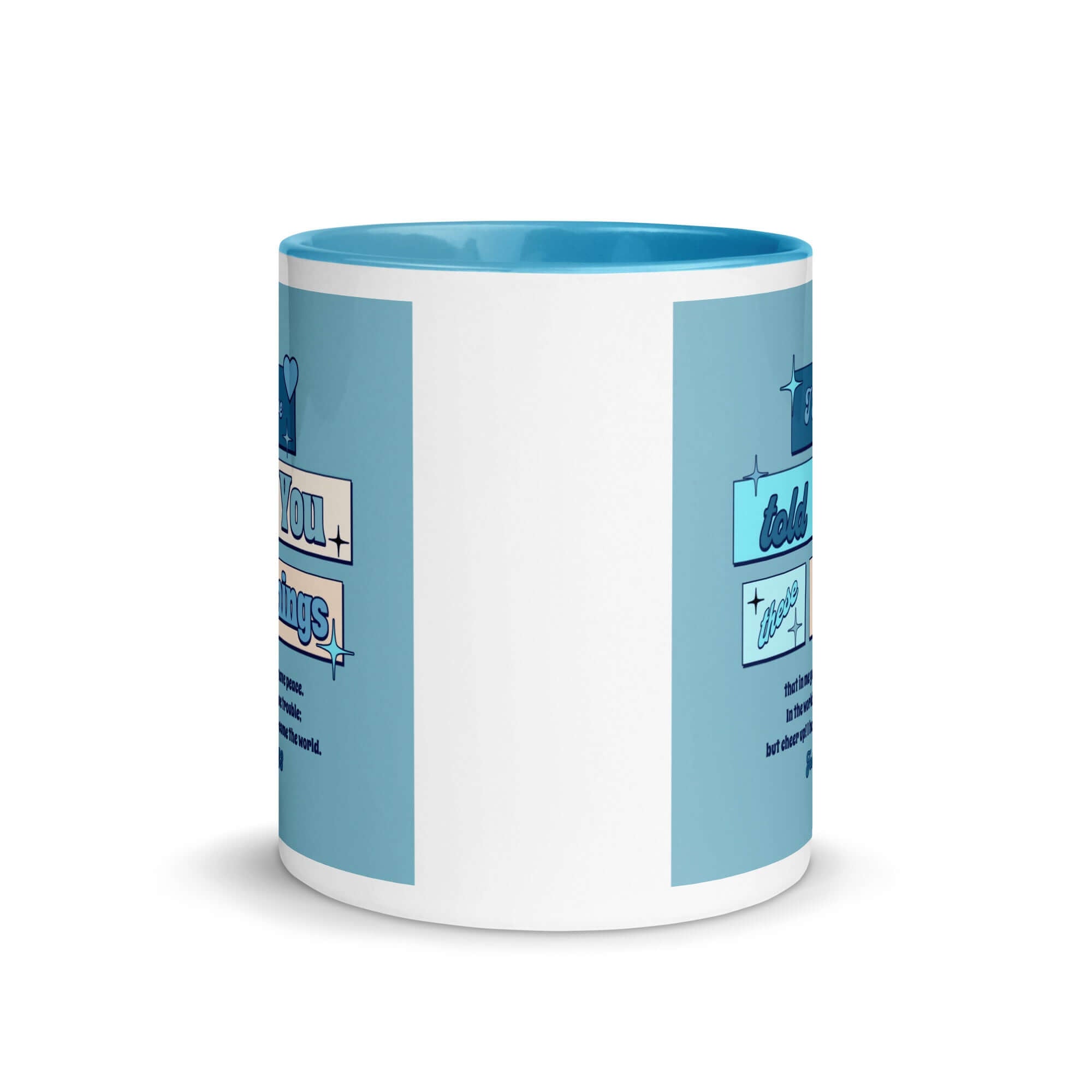 John 16:33 Bible Verse, in me you may have peace White Ceramic Mug with Color Inside