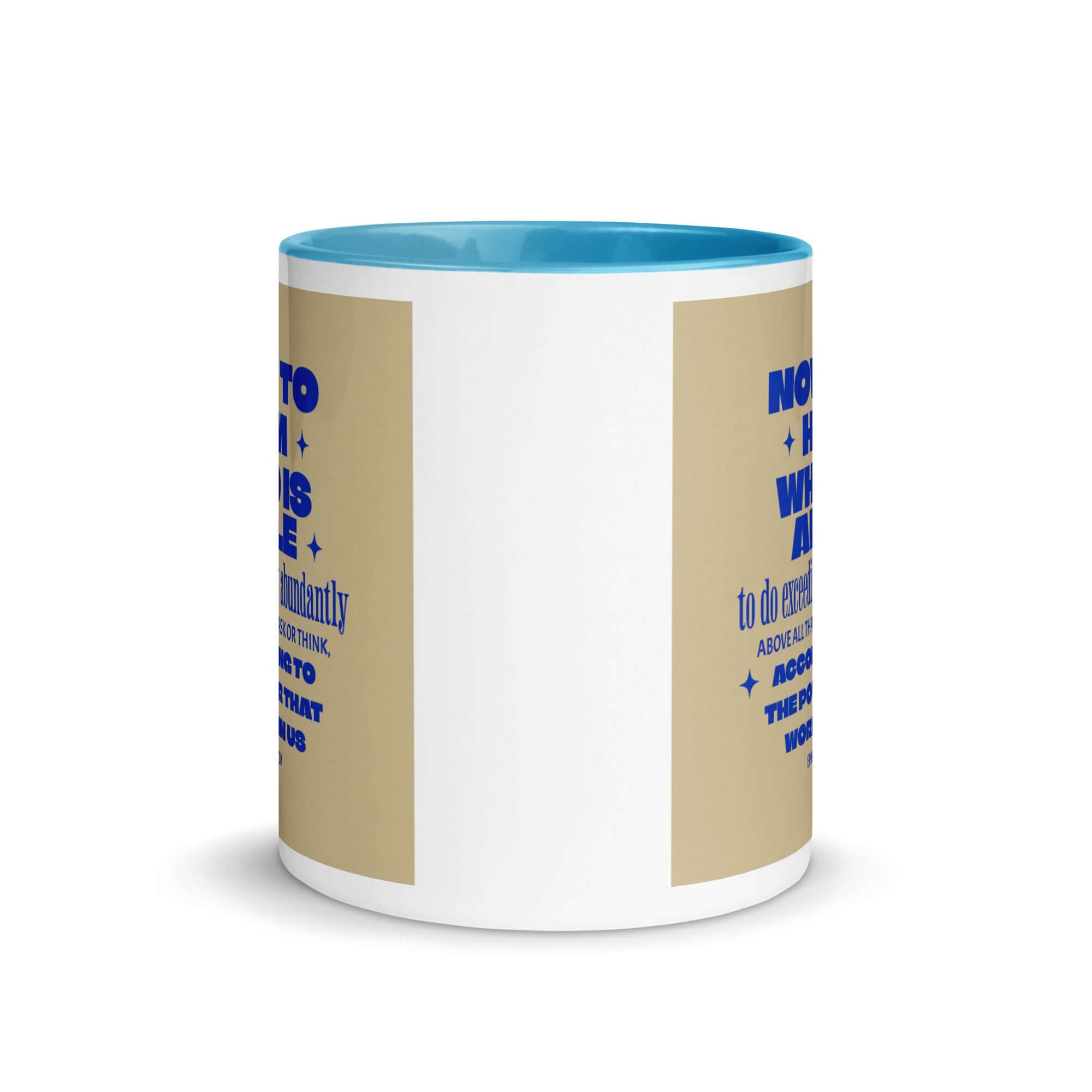 Ephesians 3:20 Bible Verse, power in us White Ceramic Mug with Color Inside