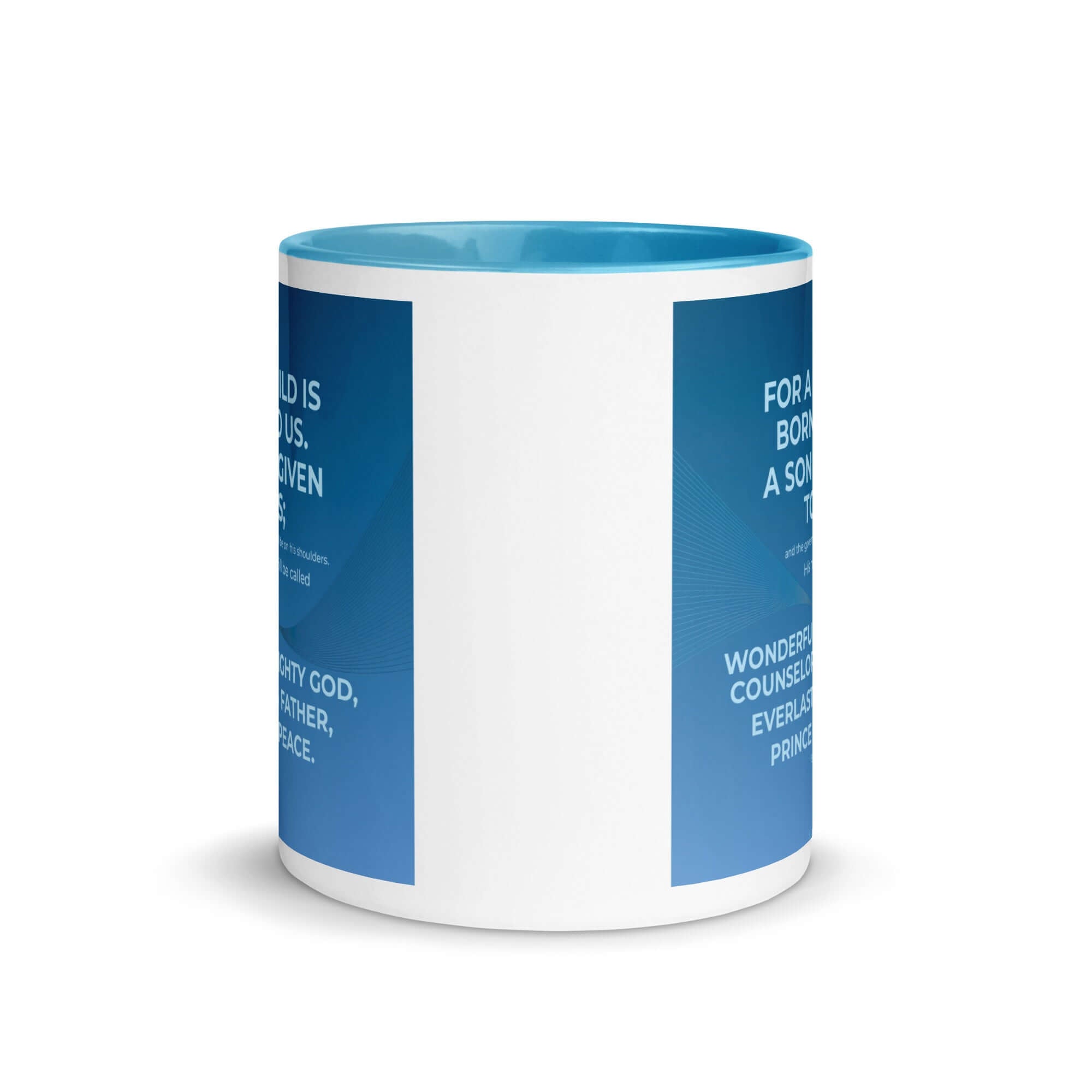 Isaiah 9:6 Bible Verse, Everlasting Father White Ceramic Mug with Color Inside