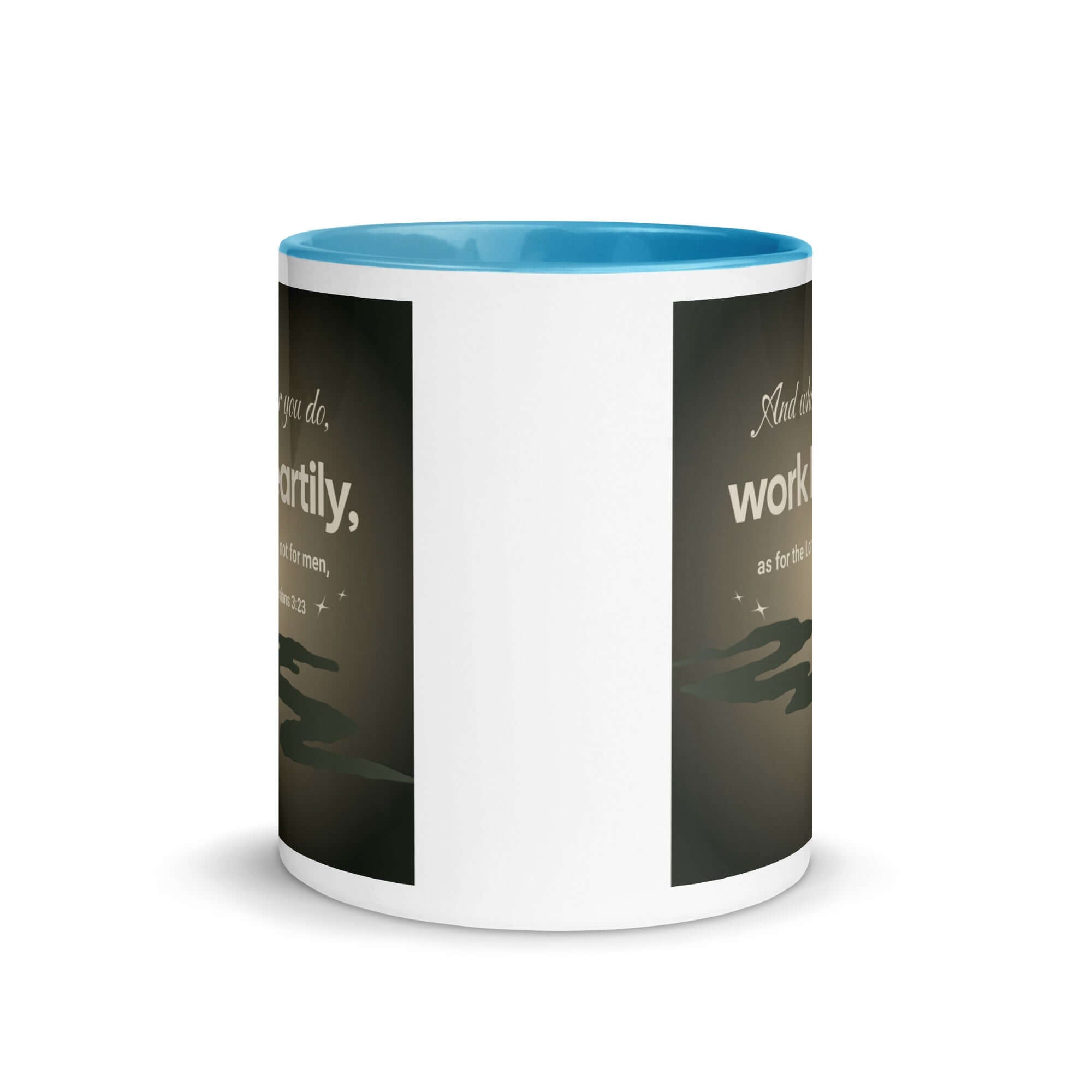 Colossians 3:23 Bible Verse, as for the Lord White Ceramic Mug with Color Inside