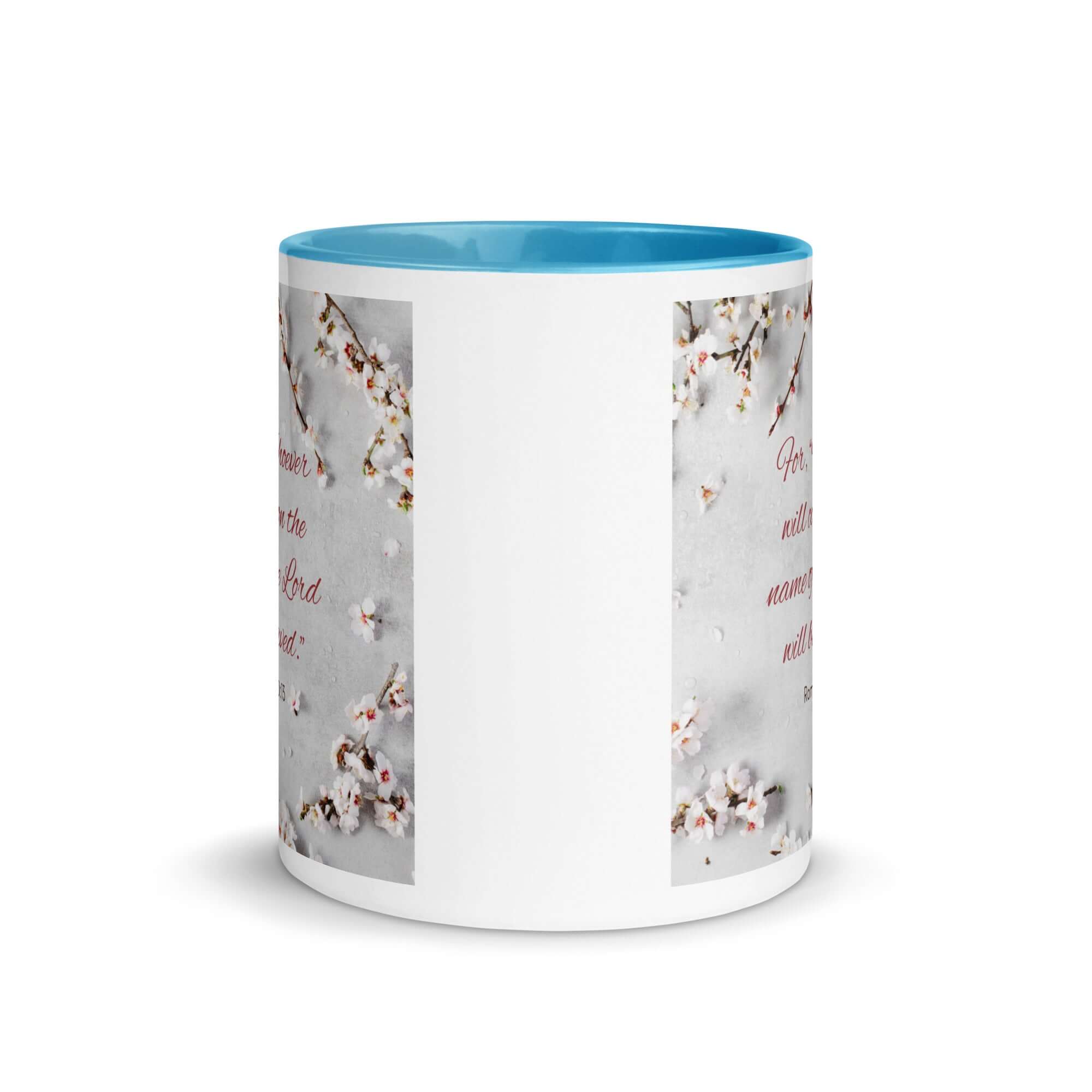 Romans 10:13 Bible Verse, the Lord White Ceramic Mug with Color Inside