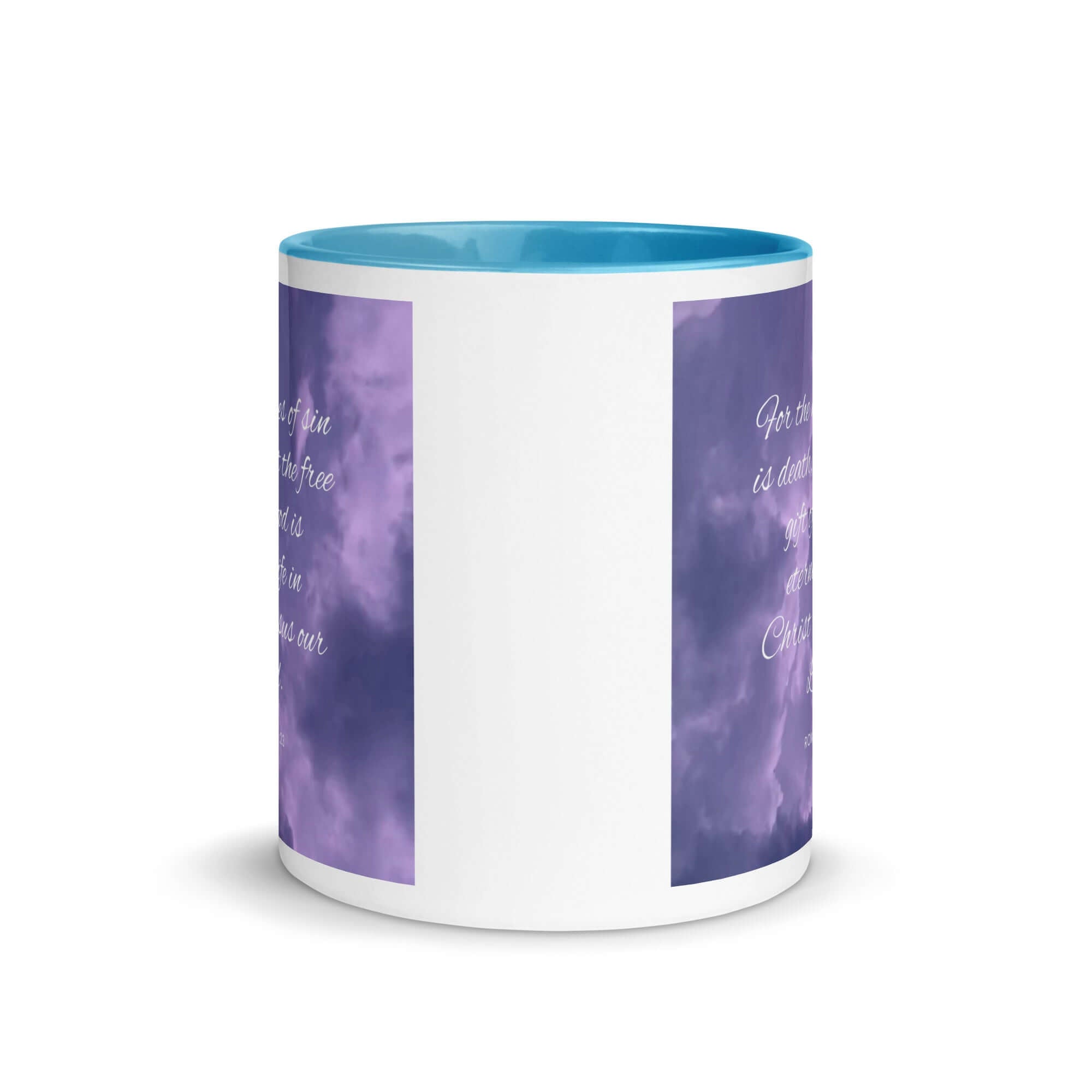 Romans 6:23 Bible Verse, free gift White Ceramic Mug with Color Inside
