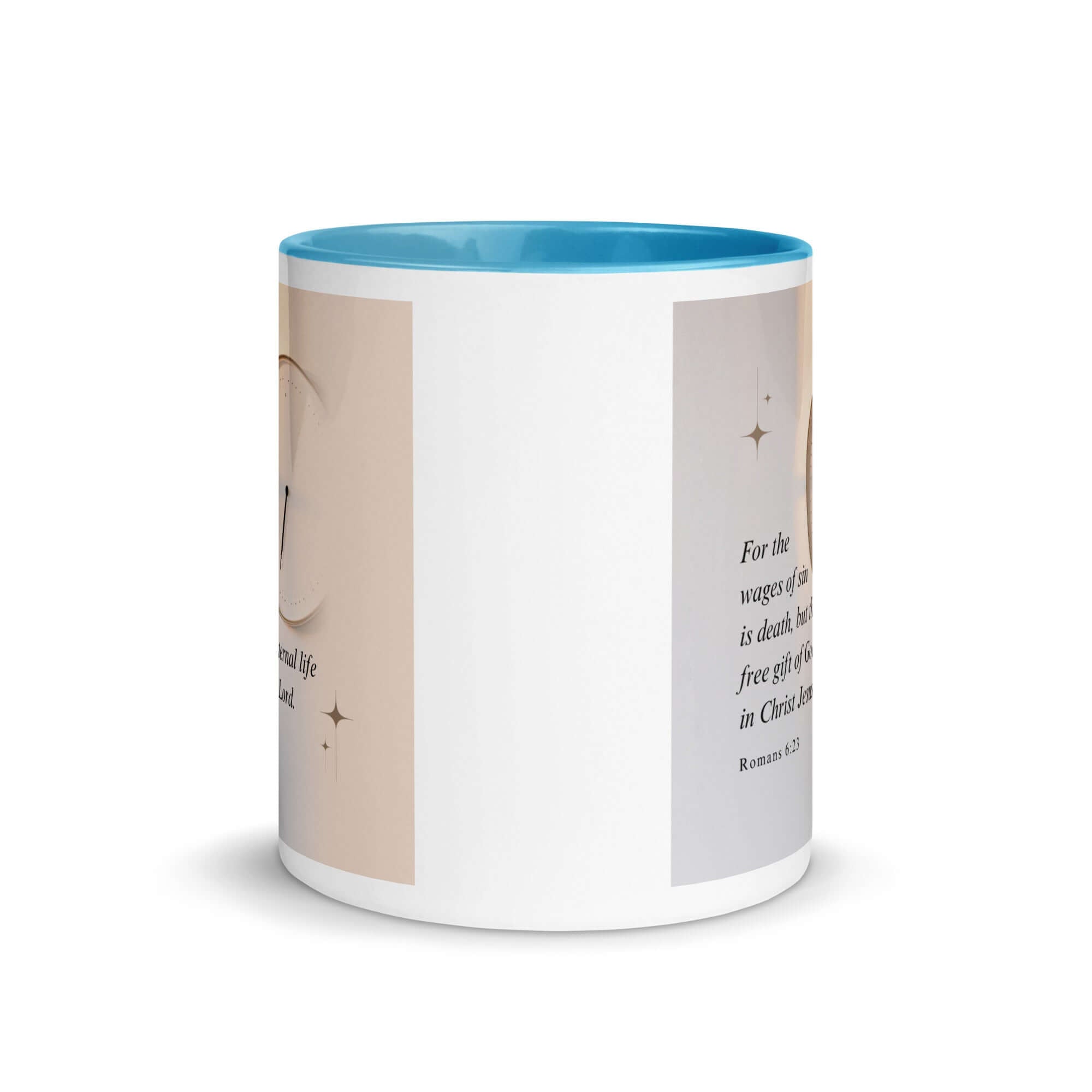 Romans 6:23 Bible Verse, our Lord White Ceramic Mug with Color Inside