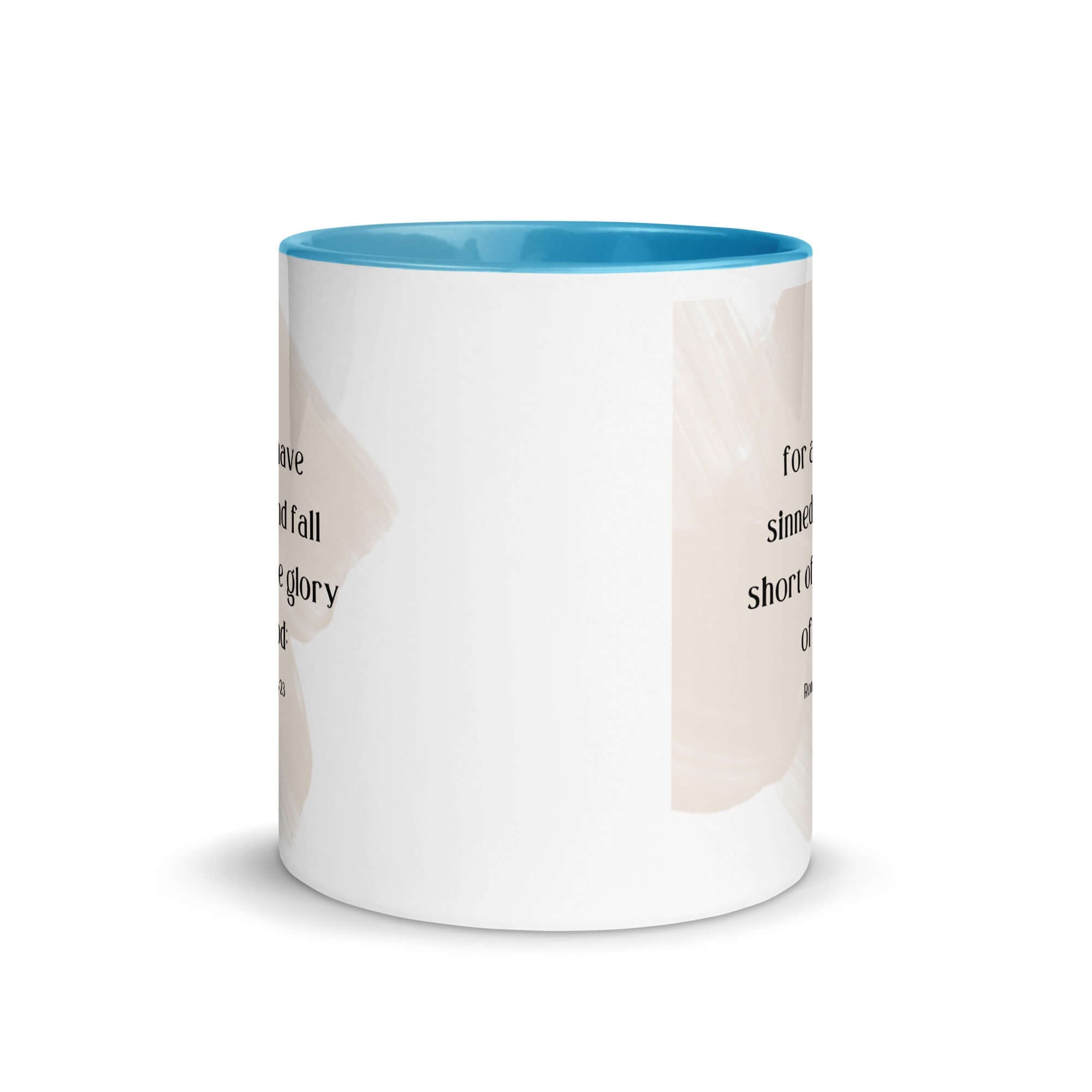 Romans 3:23 Bible Verse, fall short White Ceramic Mug with Color Inside