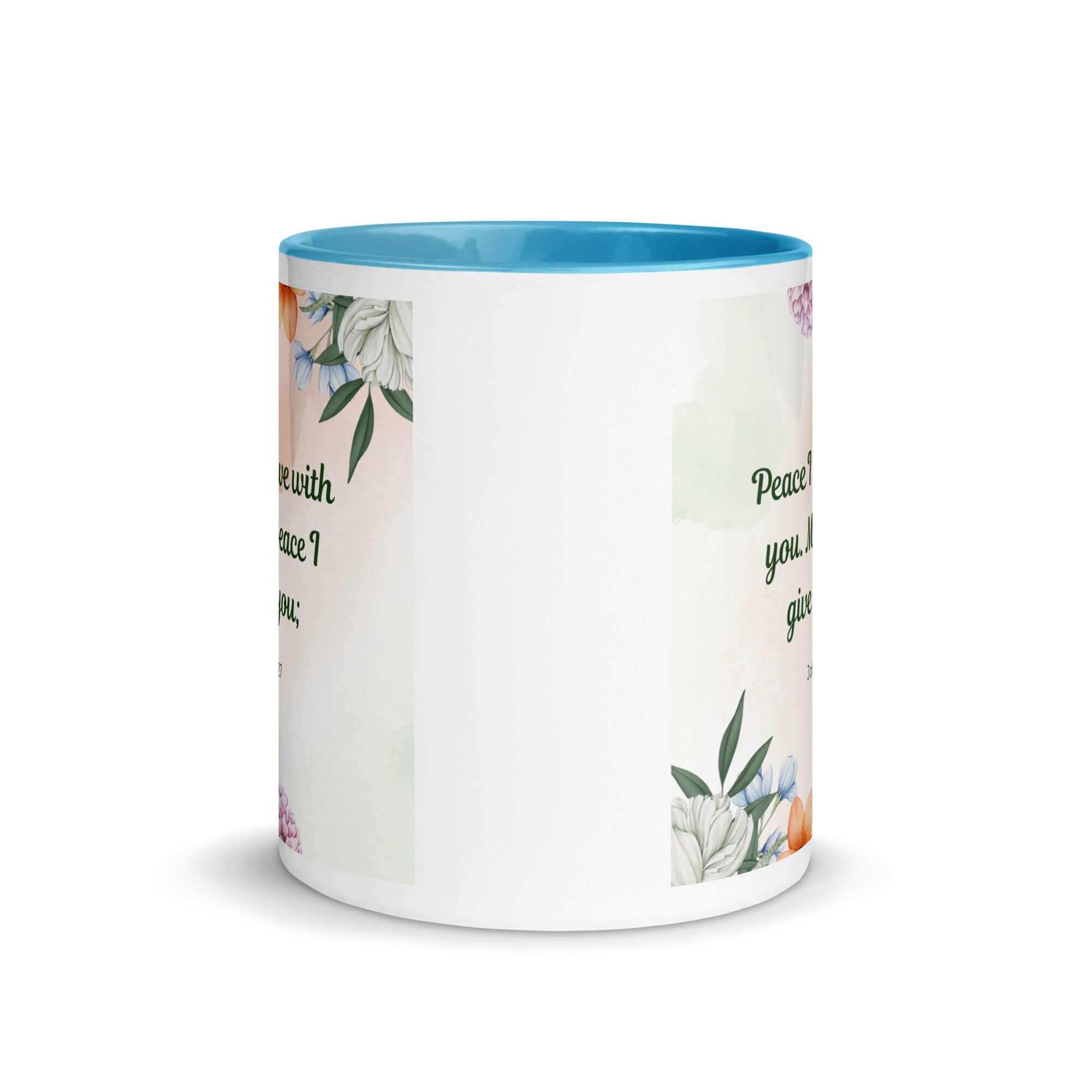 John 14:27 Bible Verse, with you White Ceramic Mug with Color Inside