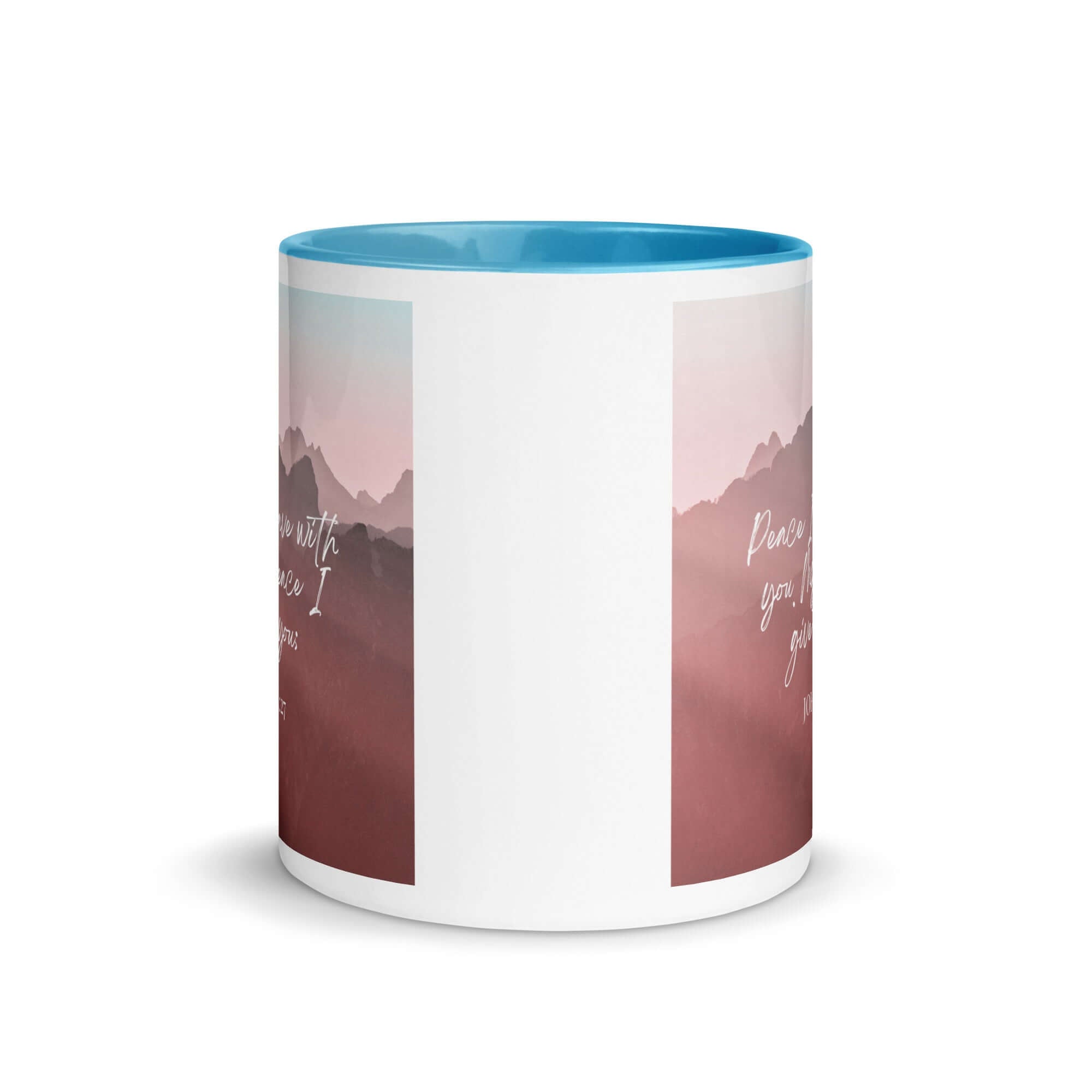 John 14:27 Bible Verse, I give you White Ceramic Mug with Color Inside