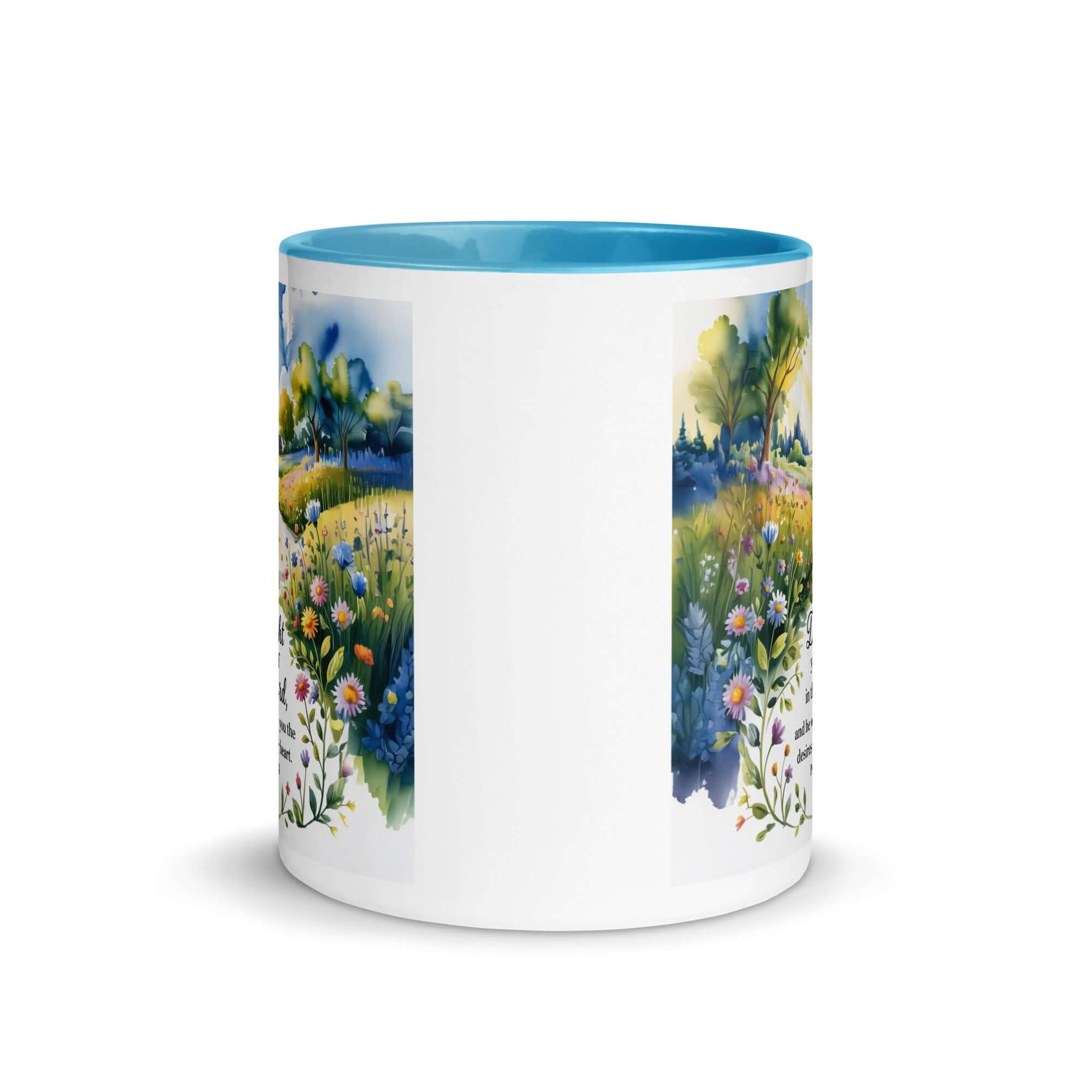 Psalm 37:4 Bible Verse, desires White Ceramic Mug with Color Inside