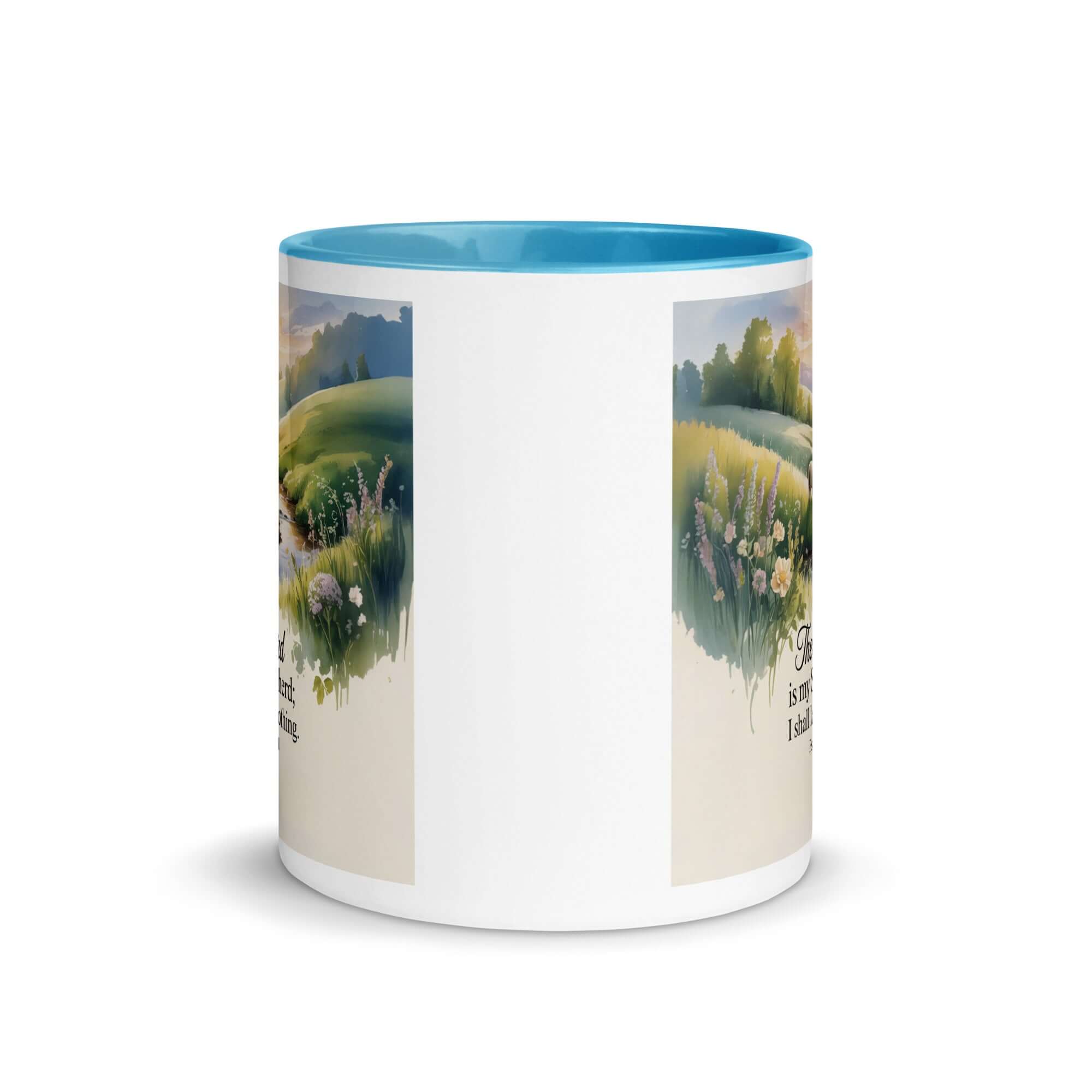 Psalm 23:1 Bible Verse, Lord White Ceramic Mug with Color Inside
