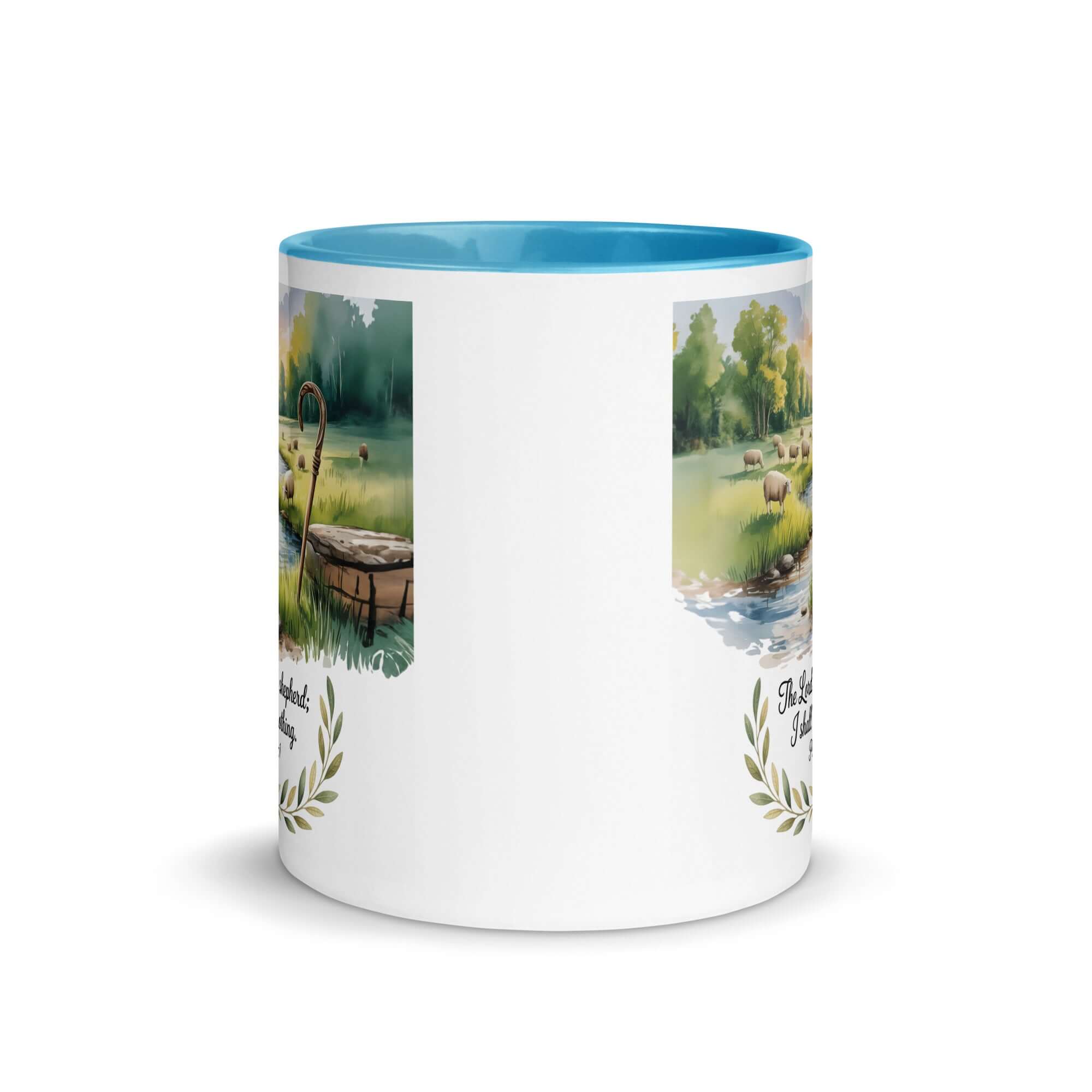 Psalm 23:1 Bible Verse, is my White Ceramic Mug with Color Inside