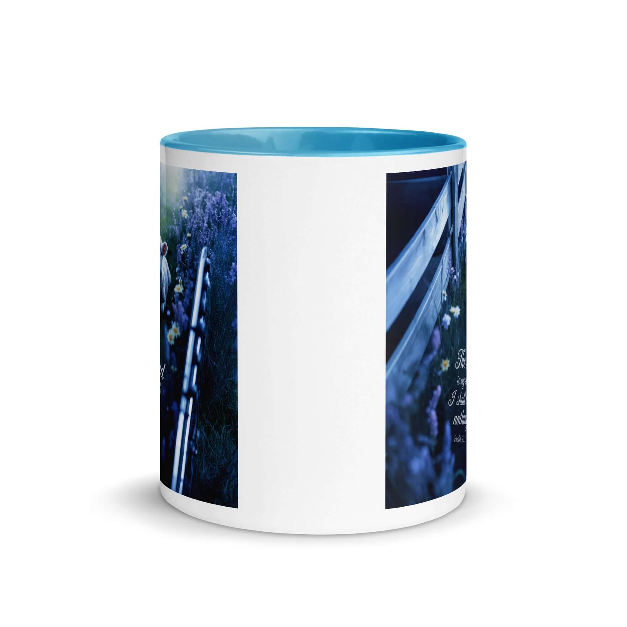 Psalm 23:1 Bible Verse, Shepherd White Ceramic Mug with Color Inside