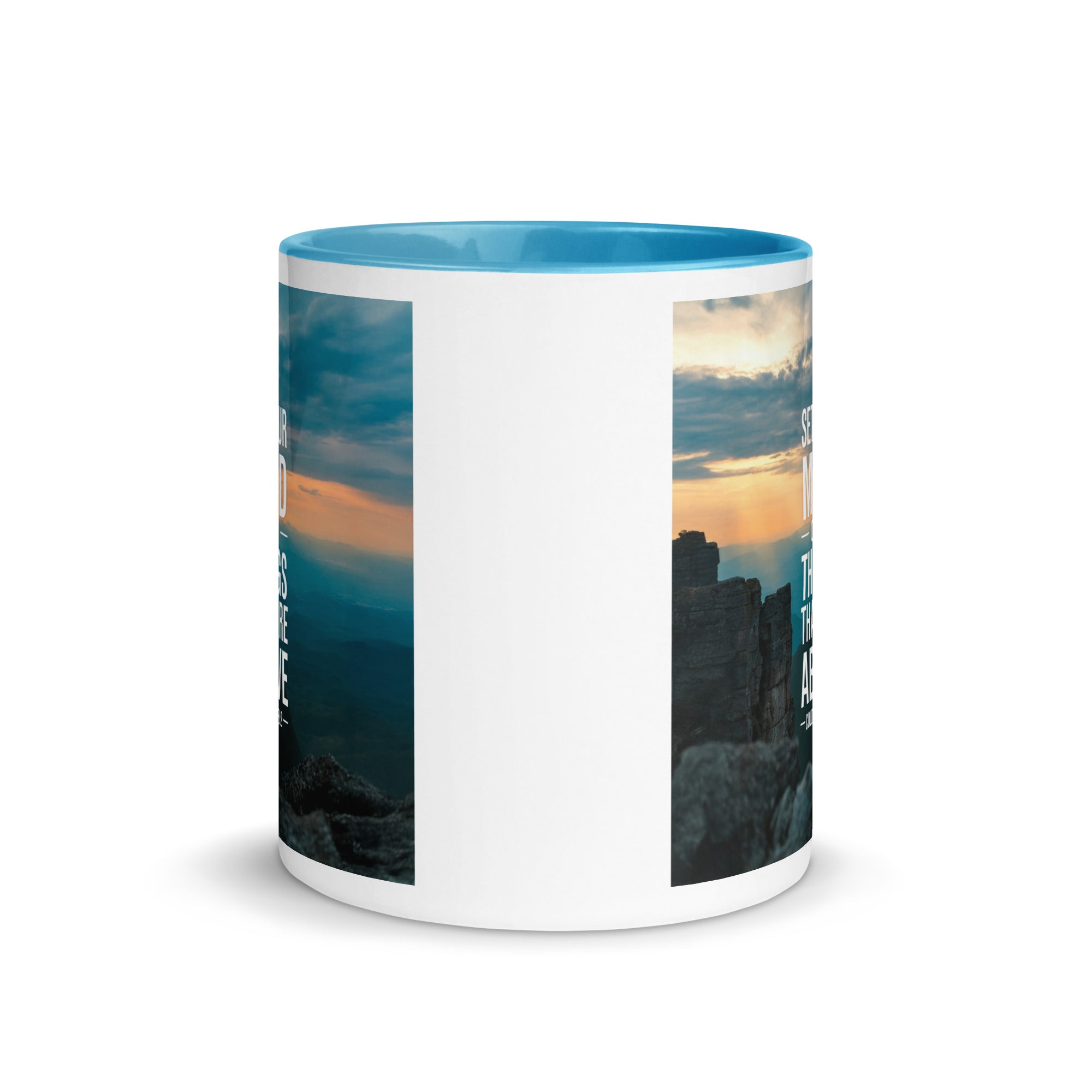 Colossians 3:2 Bible Verse on the White Ceramic Mug with Color Inside