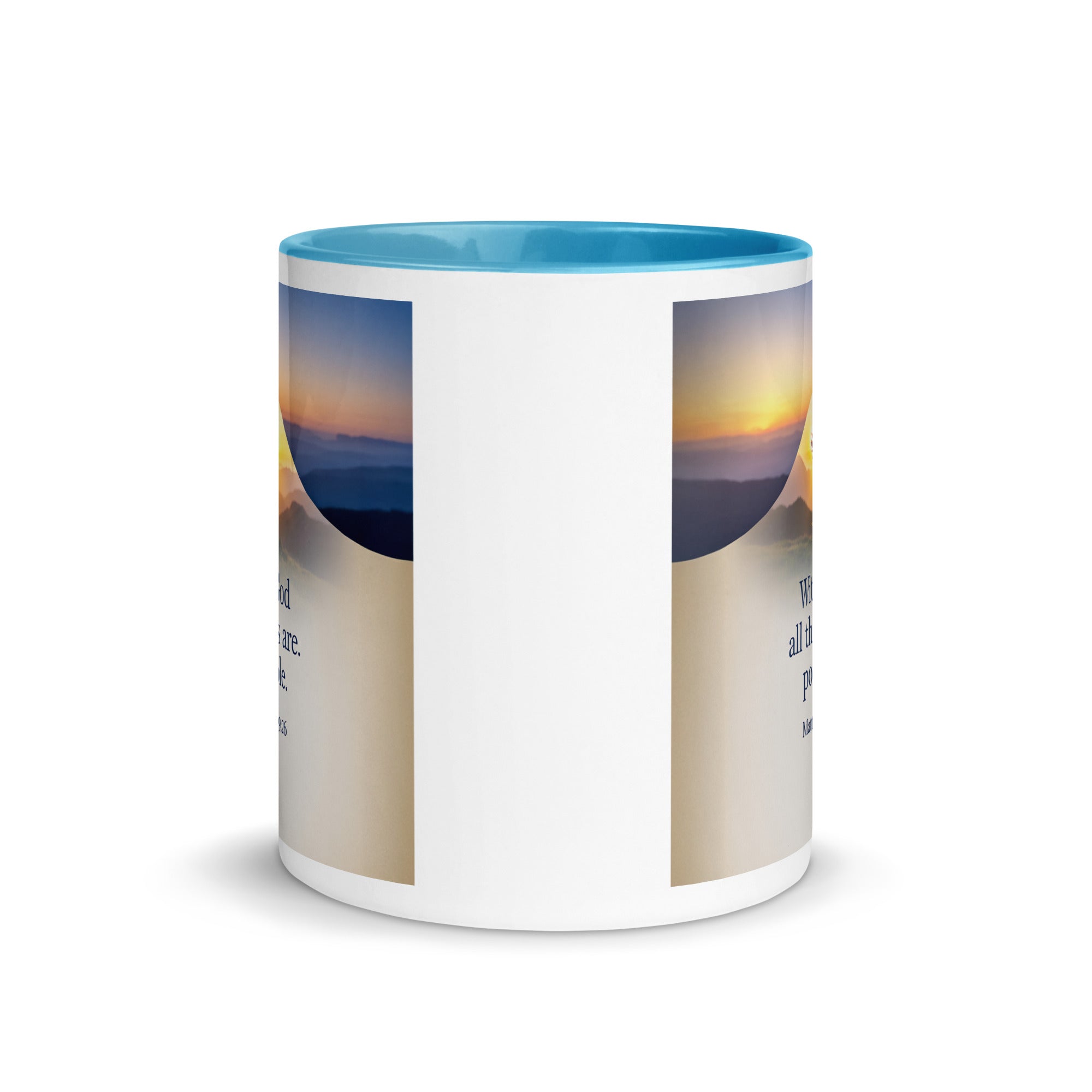 Matthew 19:26 Bible Verse at them White Ceramic Mug with Color Inside