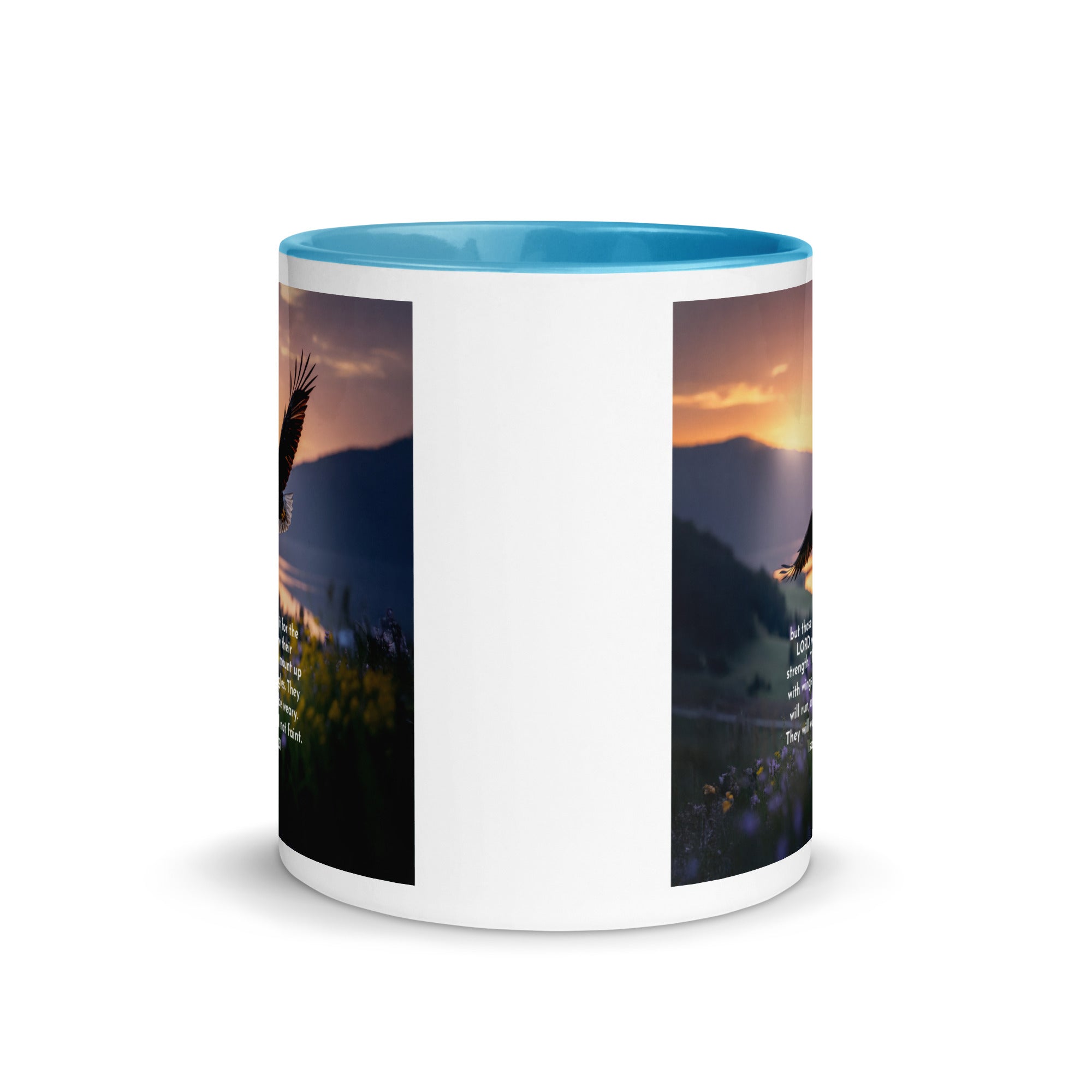 Isaiah 40:31 Bible Verse Renew Strength White Ceramic Mug with Color Inside