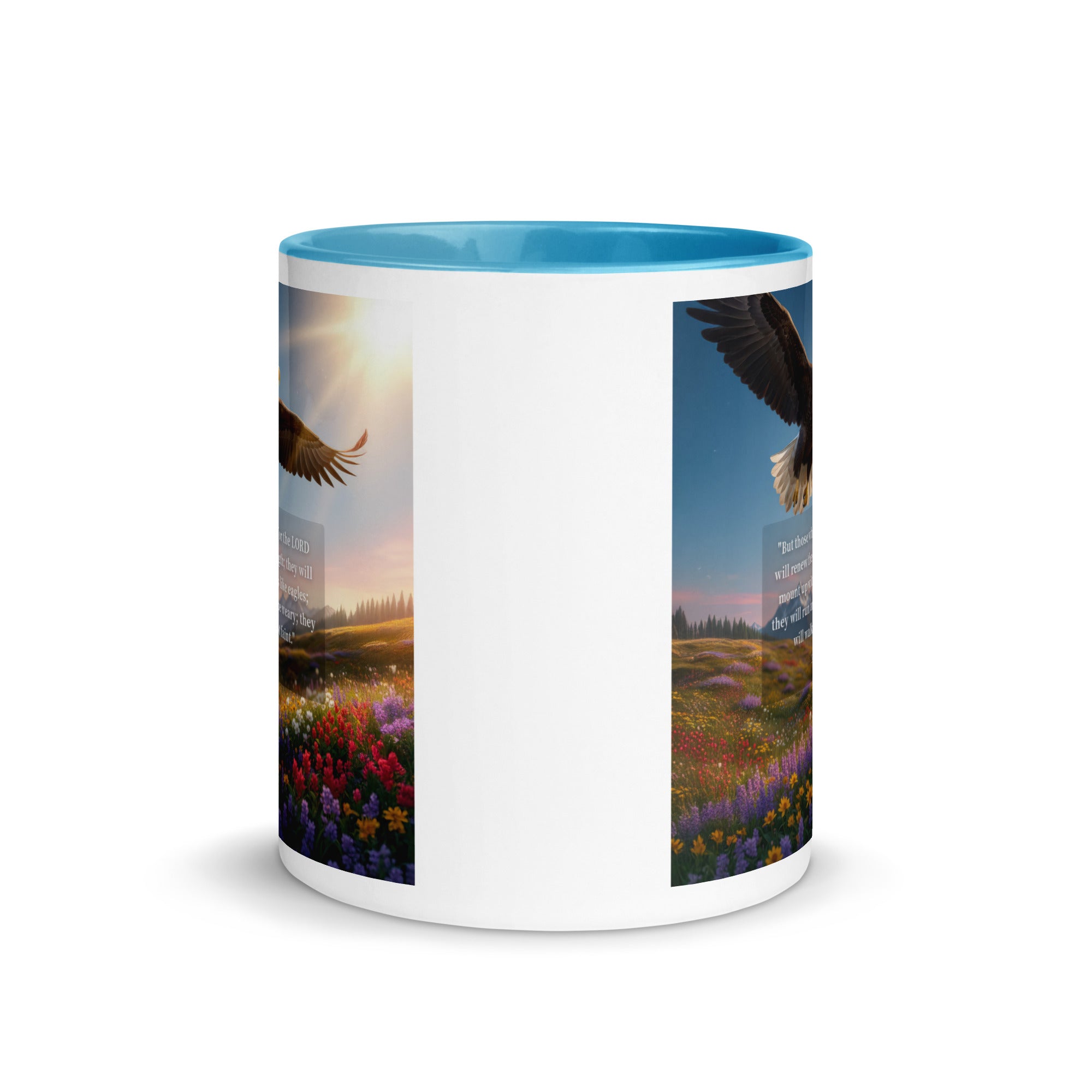 Isaiah 40:31 Bible Verse Who Wait White Ceramic Mug with Color Inside