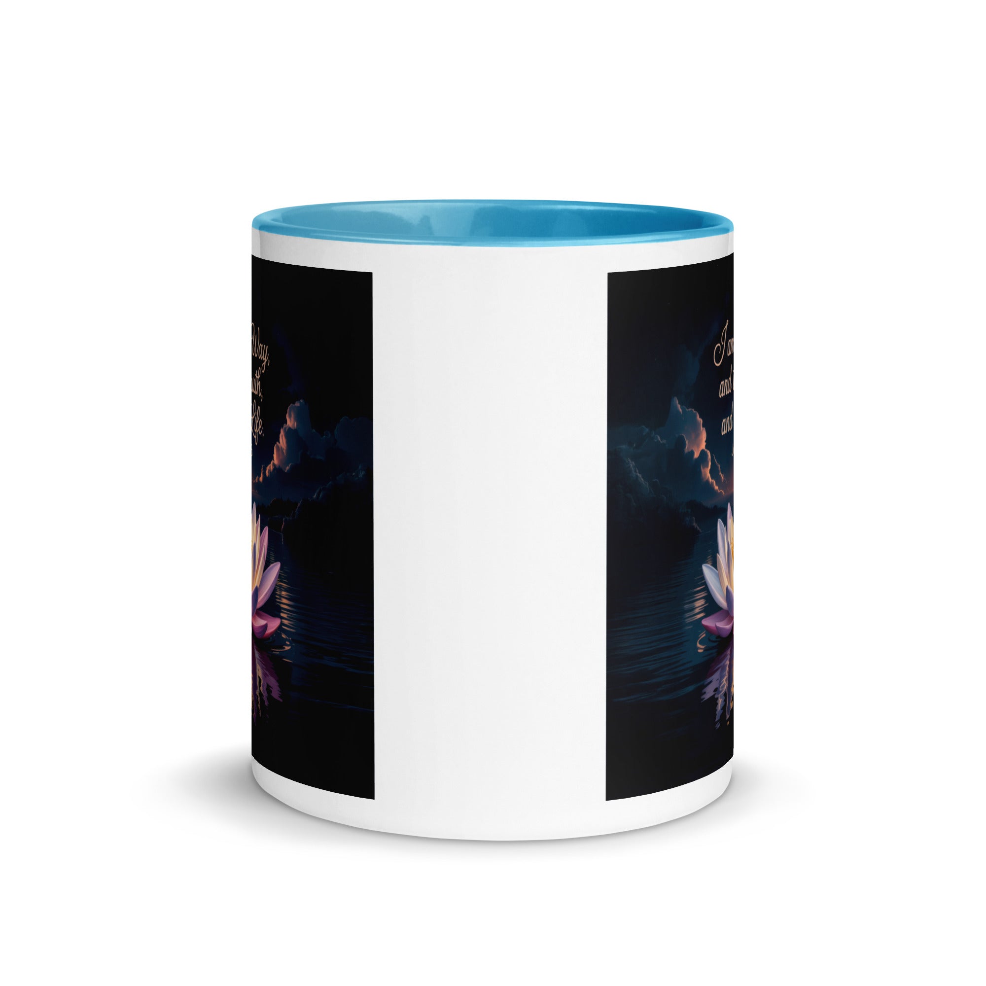 John 14:6 Bible Verse The Way White Ceramic Mug with Color Inside