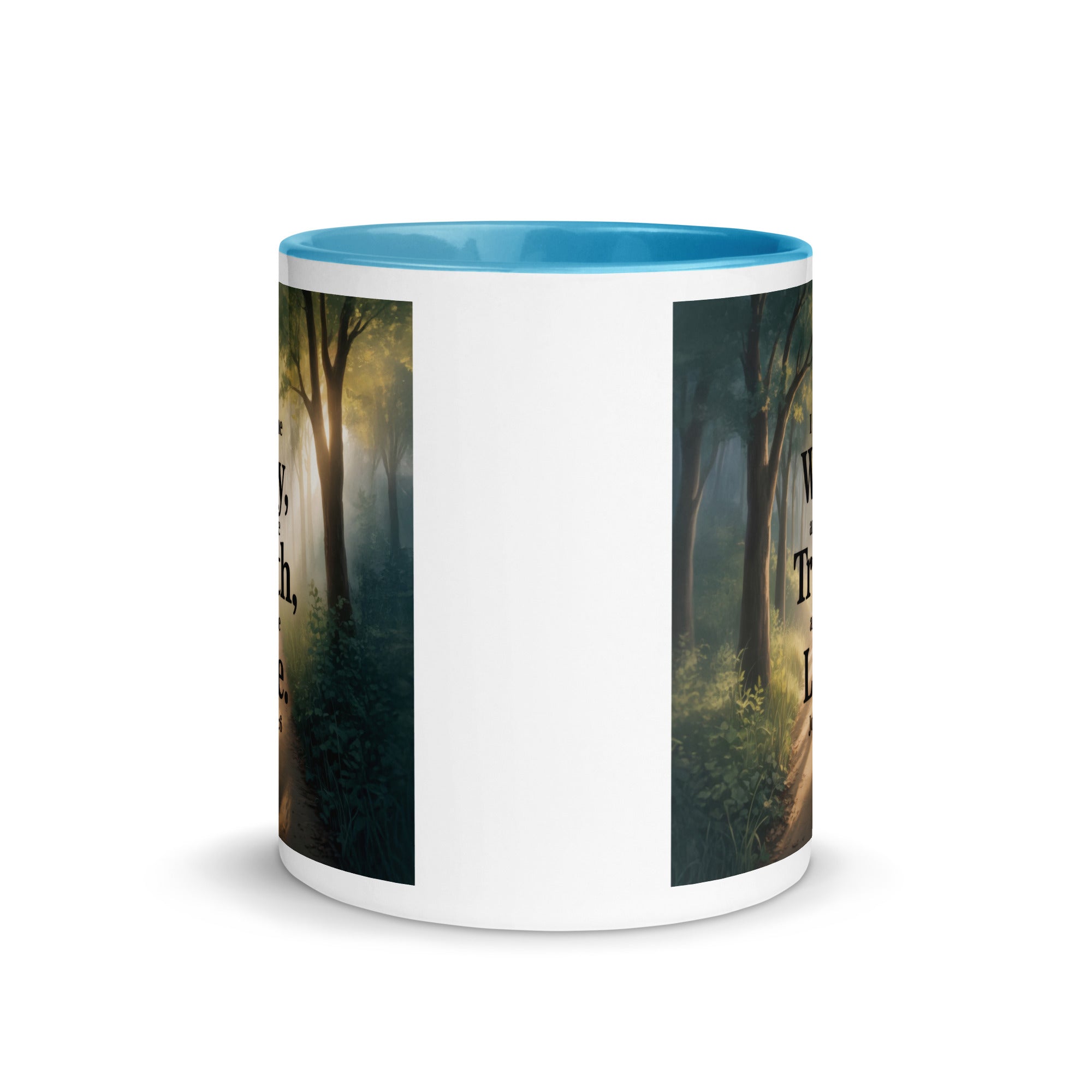 John 14:6 Bible Verse The Life White Ceramic Mug with Color Inside
