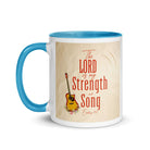 Exodus 15:2 Bible Verse, The LORD is my strength White Ceramic Mug with Color Inside