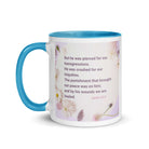 Isaiah 53:5 Bible Verse, by his wounds White Ceramic Mug with Color Inside