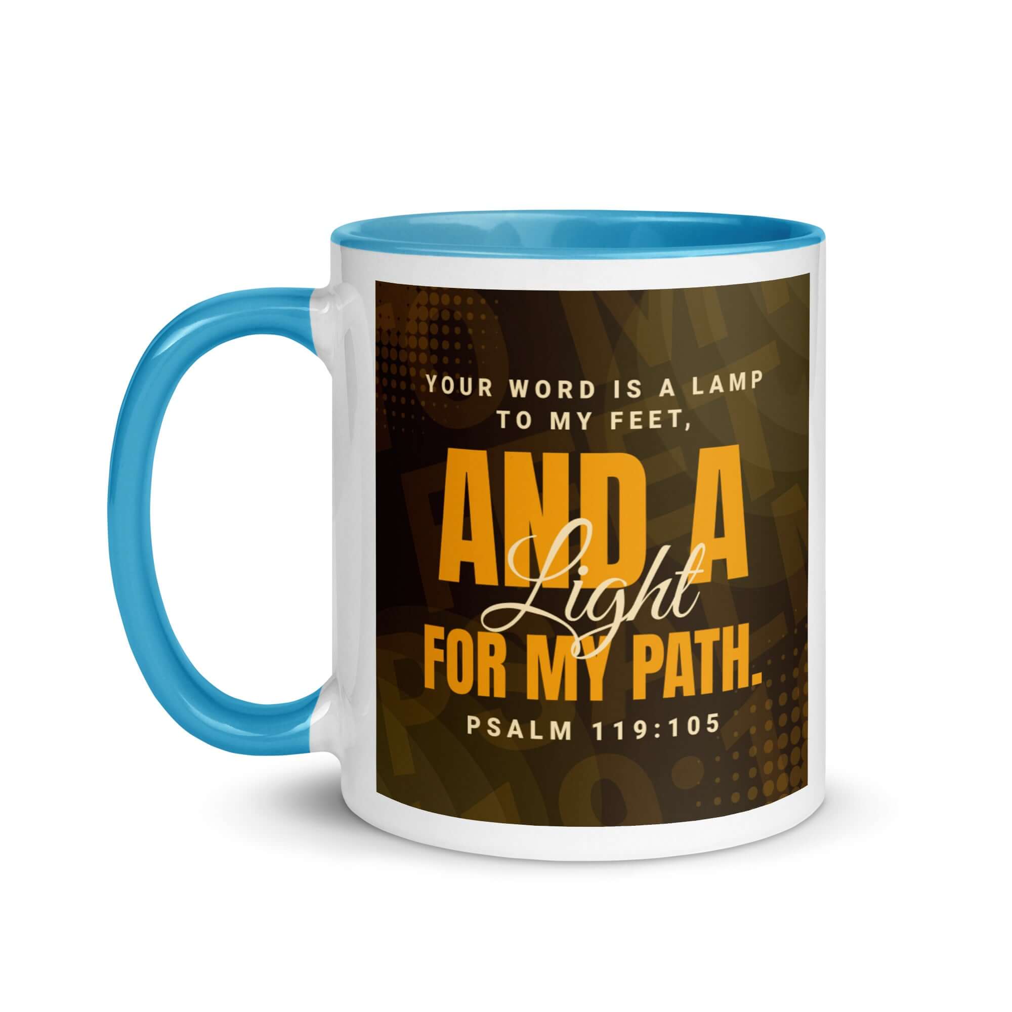 Psalm 119:105 Bible Verse, lamp to my feet White Ceramic Mug with Color Inside