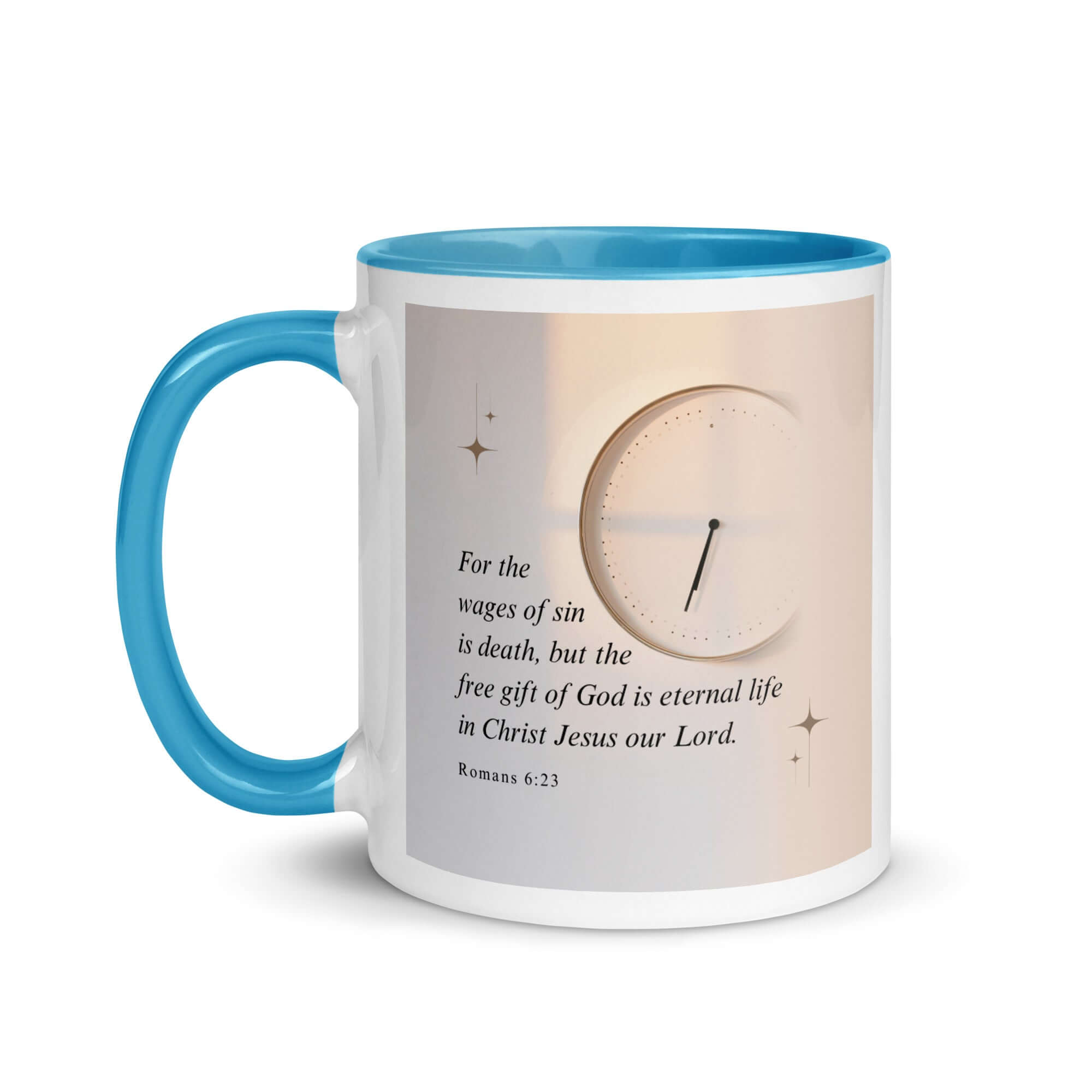 Romans 6:23 Bible Verse, our Lord White Ceramic Mug with Color Inside
