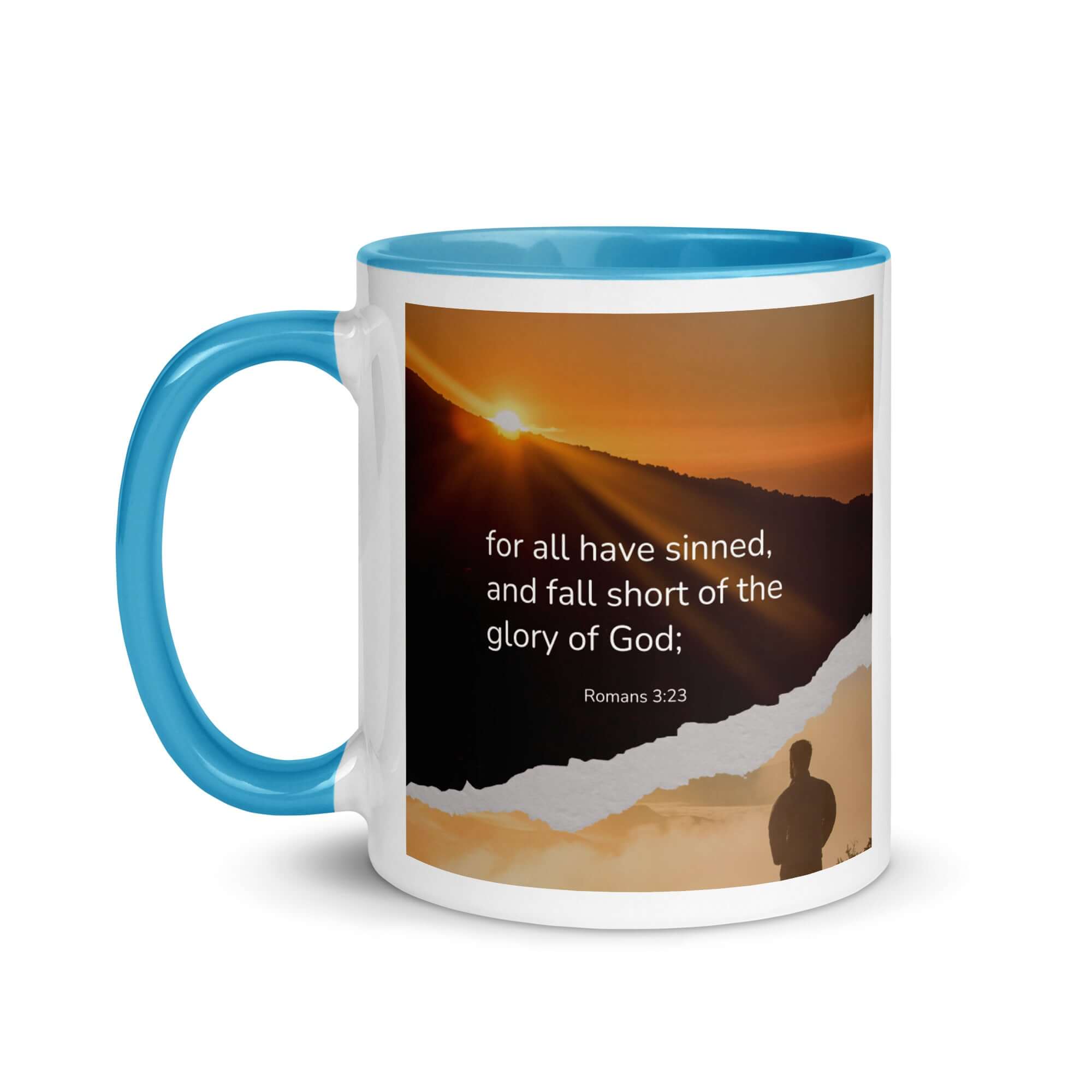 Romans 3:23 Bible Verse, of God White Ceramic Mug with Color Inside