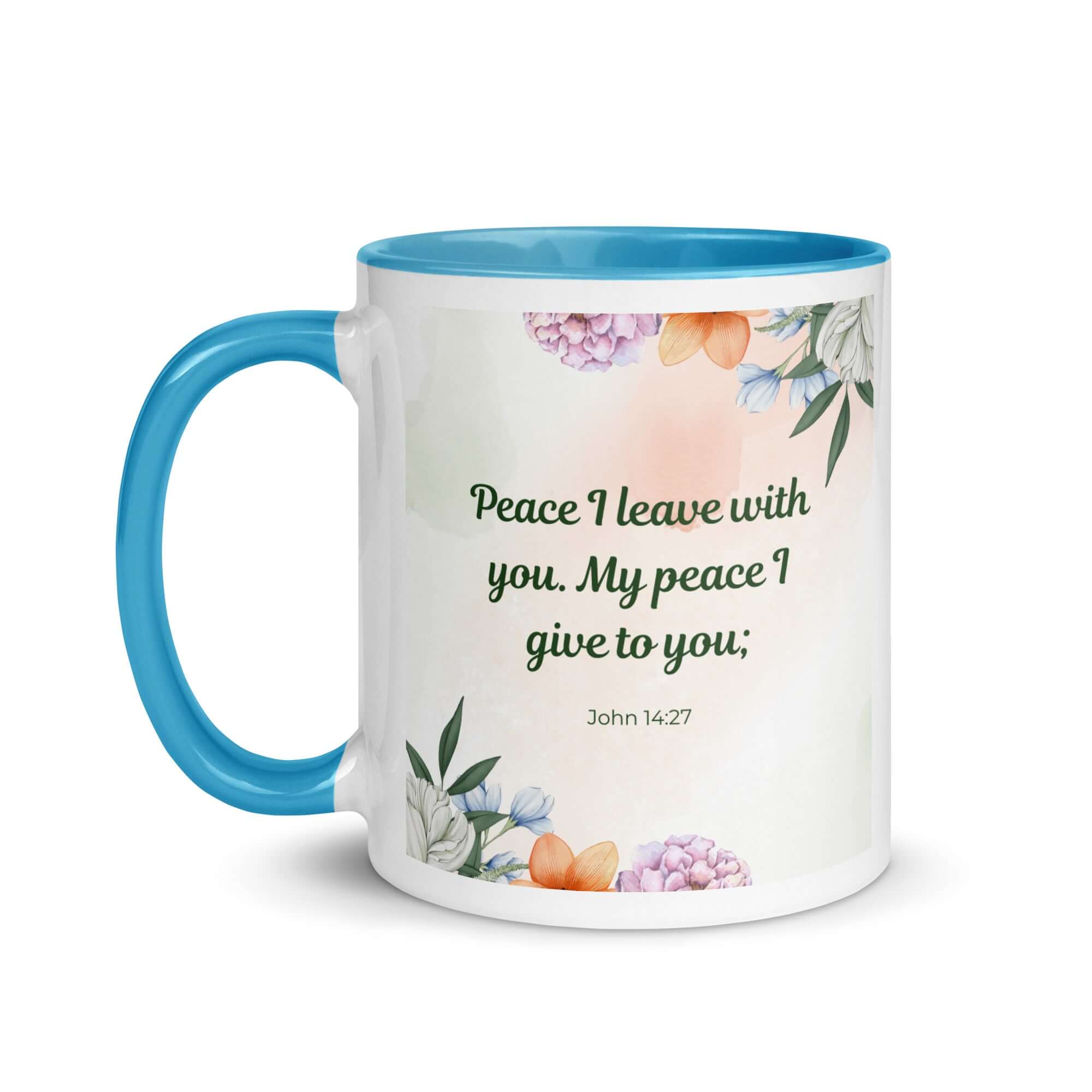 John 14:27 Bible Verse, with you White Ceramic Mug with Color Inside