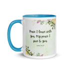 John 14:27 Bible Verse, My peace White Ceramic Mug with Color Inside