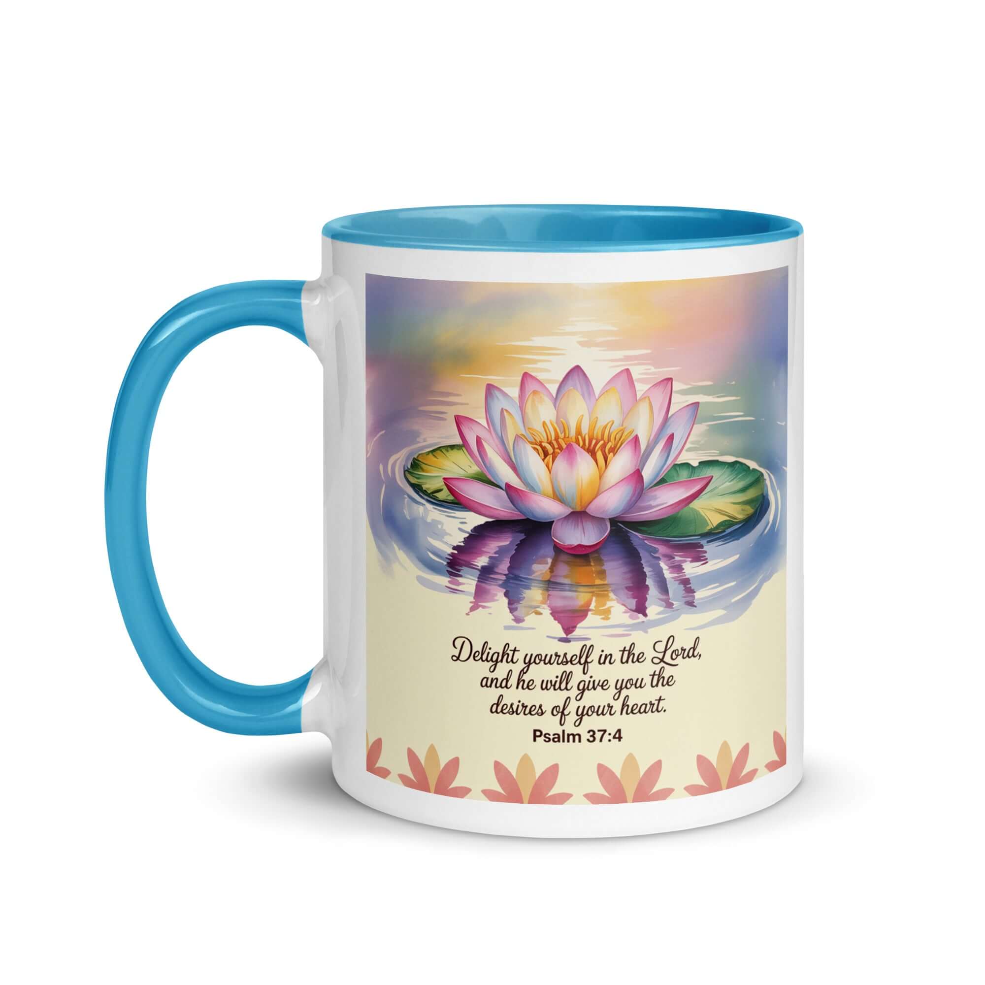 Psalm 37:4 Bible Verse, the Lord White Ceramic Mug with Color Inside