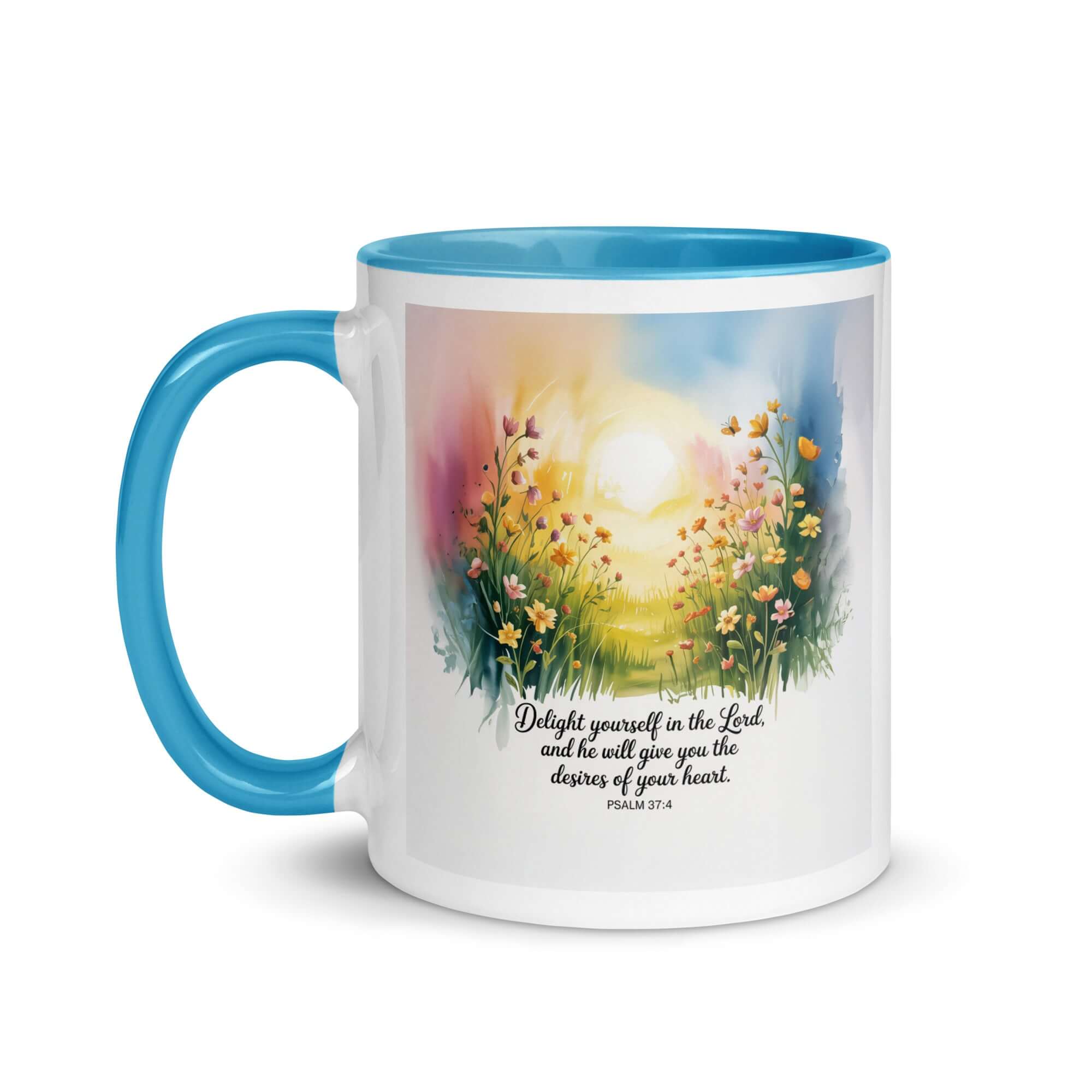 Psalm 37:4 Bible Verse, will give White Ceramic Mug with Color Inside
