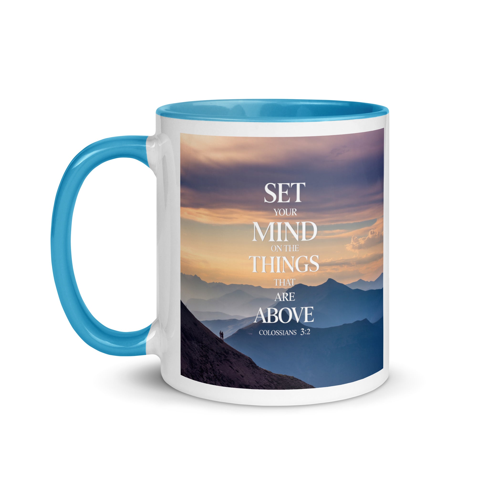 Colossians 3:2 Bible Verse things that White Ceramic Mug with Color Inside