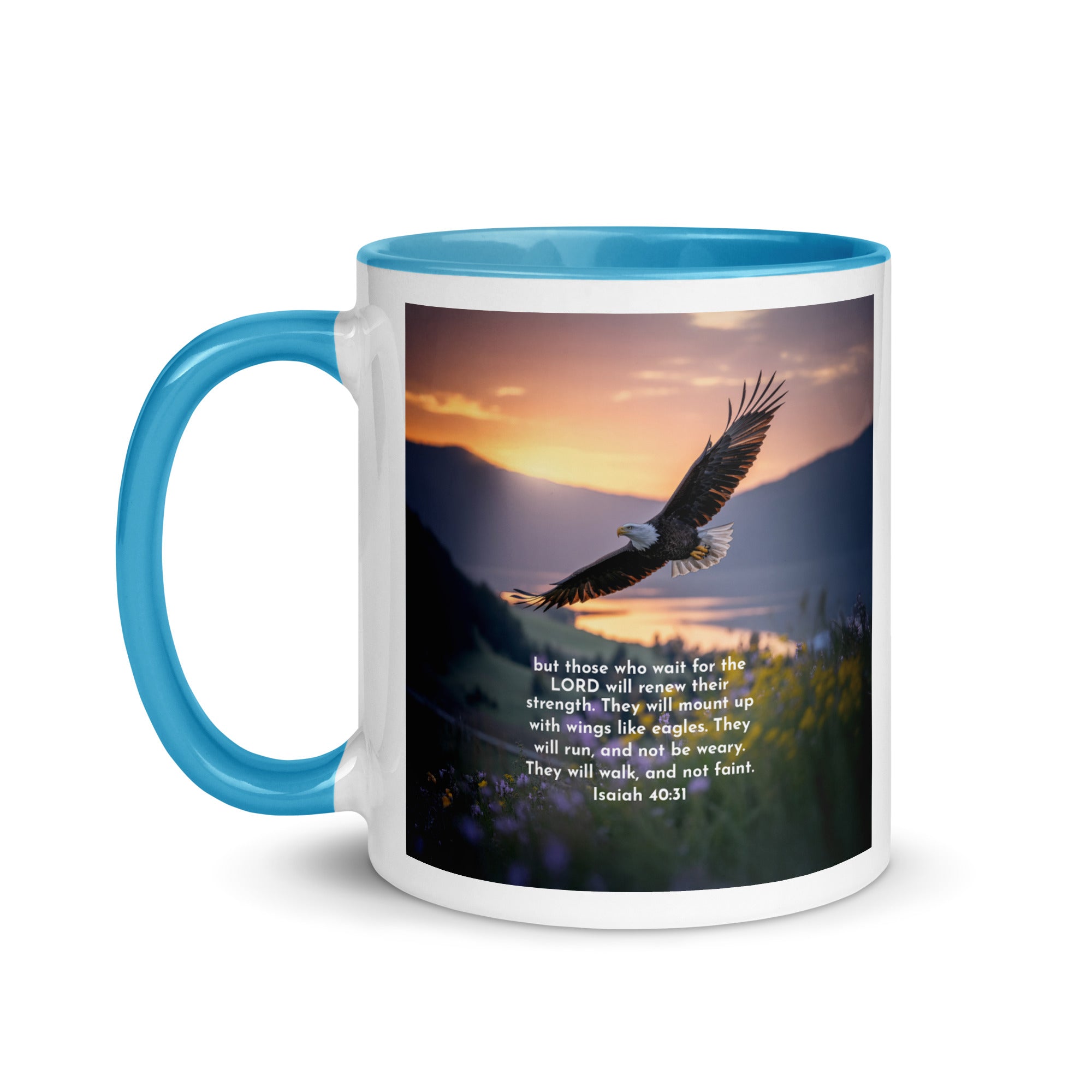 Isaiah 40:31 Bible Verse Renew Strength White Ceramic Mug with Color Inside