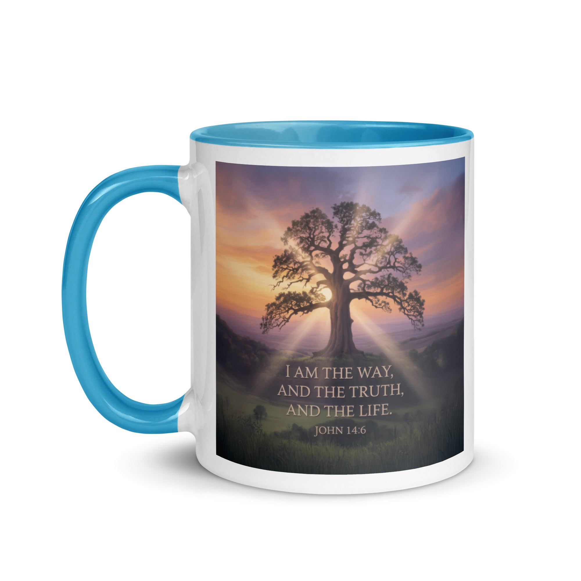 John 14:6 Bible Verse Jesus said White Ceramic Mug with Color Inside