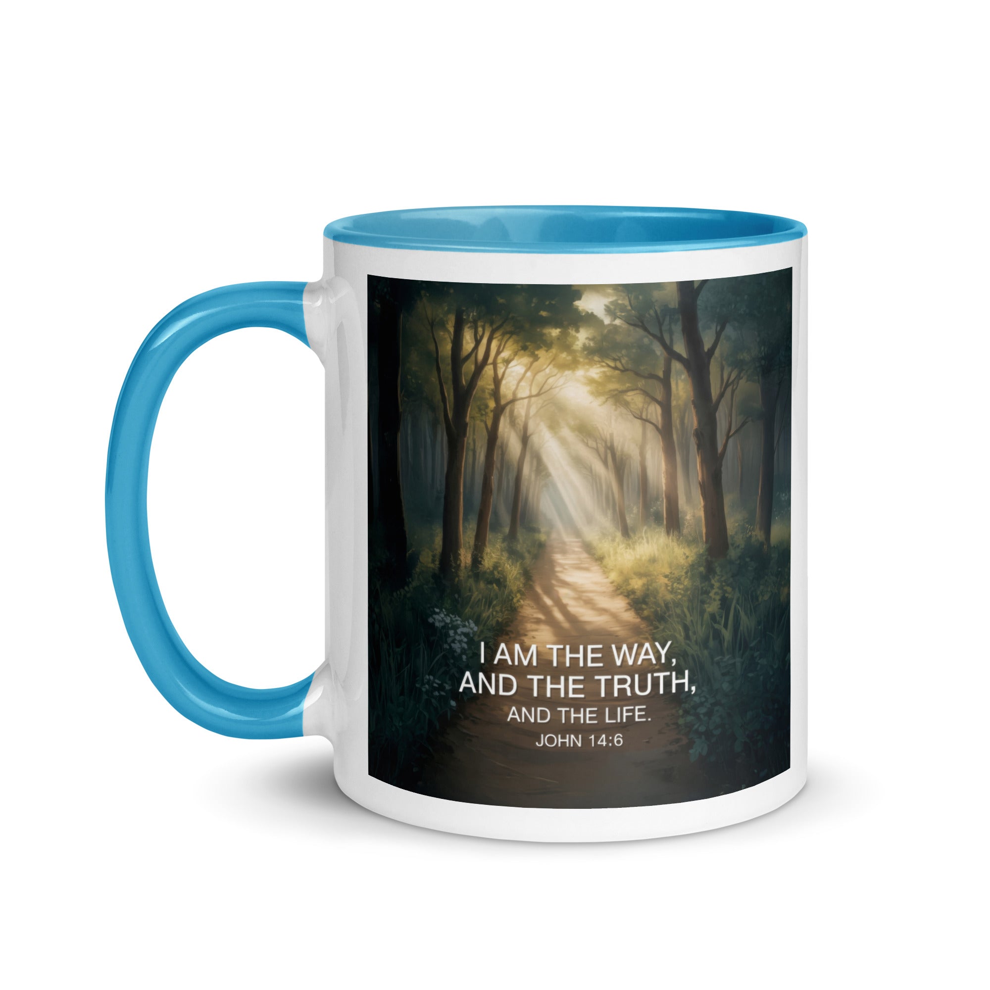 John 14:6 Bible Verse I Am White Ceramic Mug with Color Inside